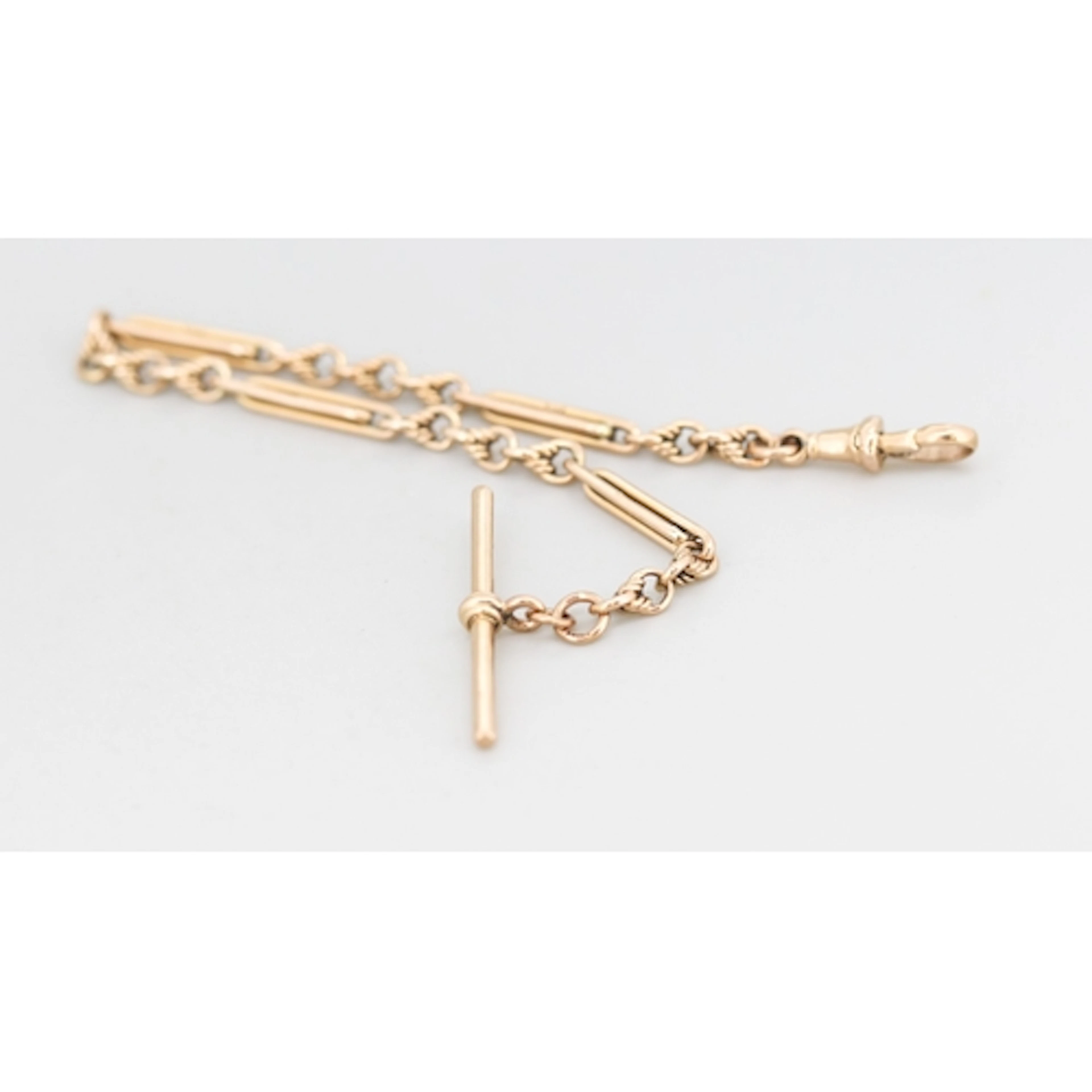 9 Carat Rose Gold Trombone Link T-Bar Bracelet 21.5cm Long