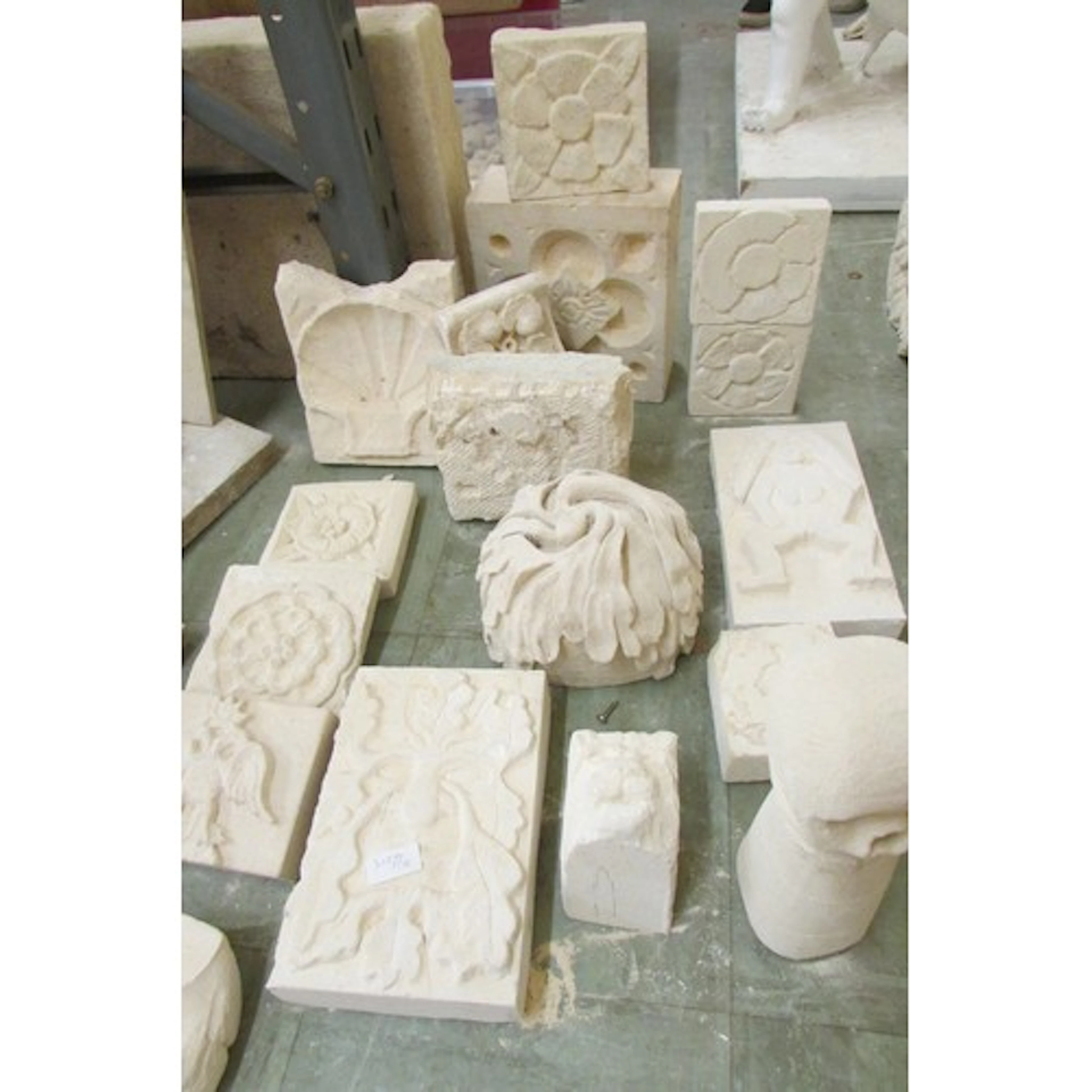 An interesting collection of carved limestone including medi...