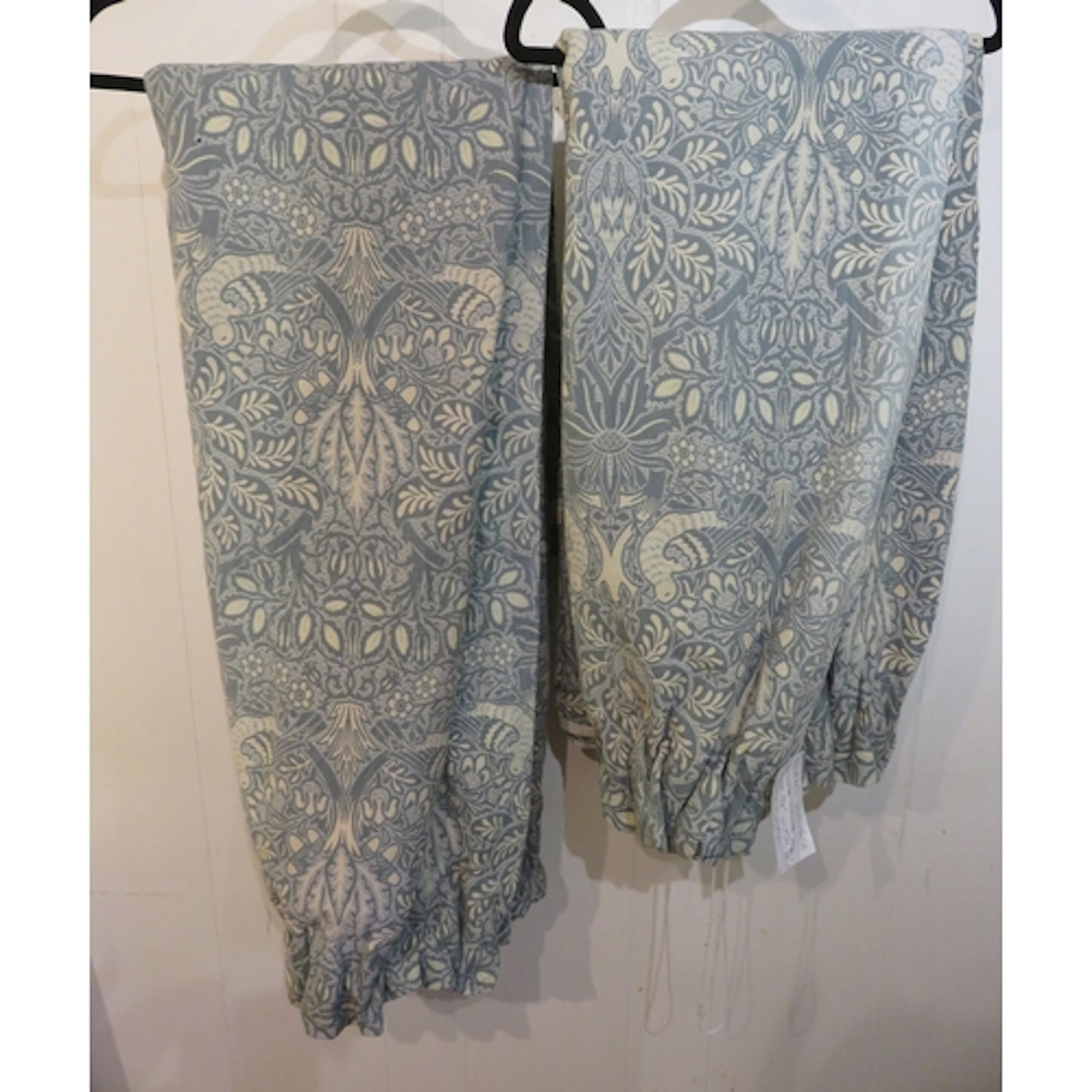 Pair of William Morris linen Dove and Rose curtains, 138cm x...