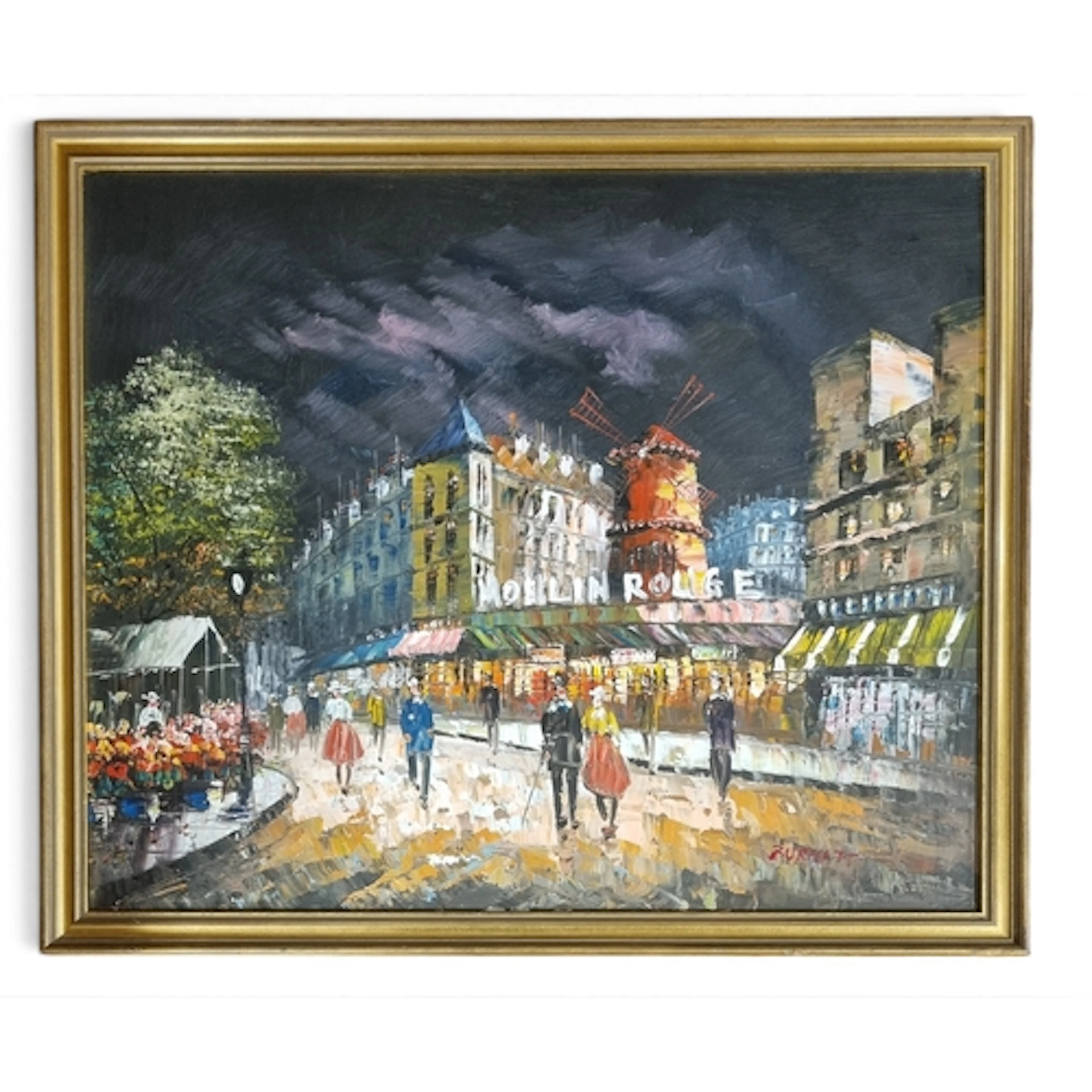 A 20th Century Oil on Canvas of the Moulin Rouge by Burnett,...