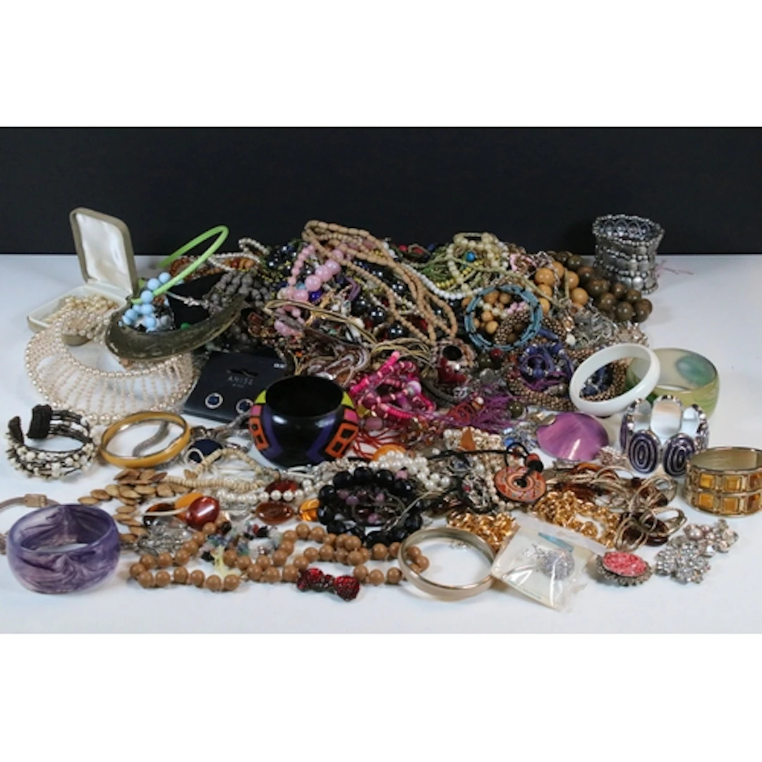 Large quantity of mixed costume jewellery to include bangles...
