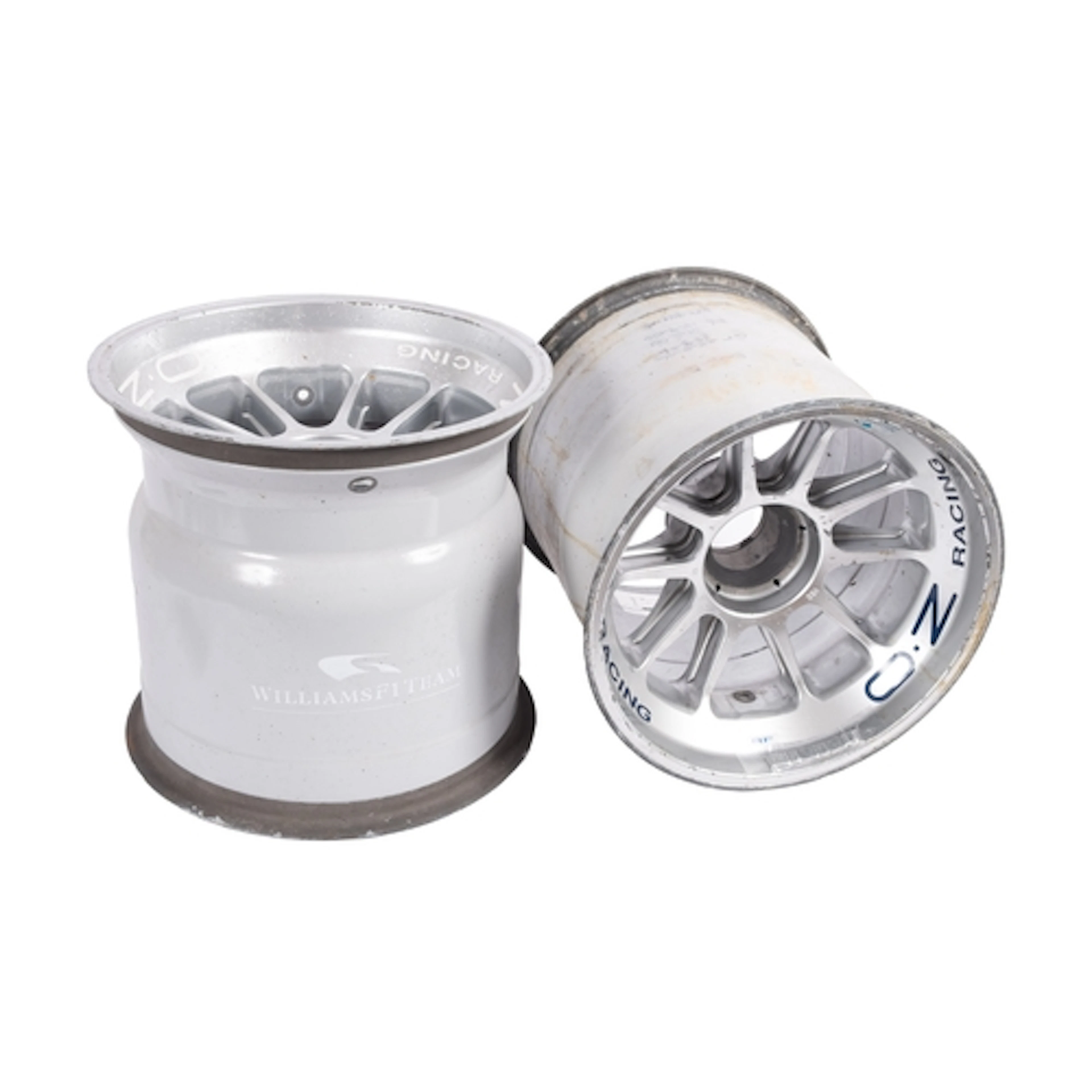 Two mid 2000s Williams F1 Team racing car rims. Of forged ma...