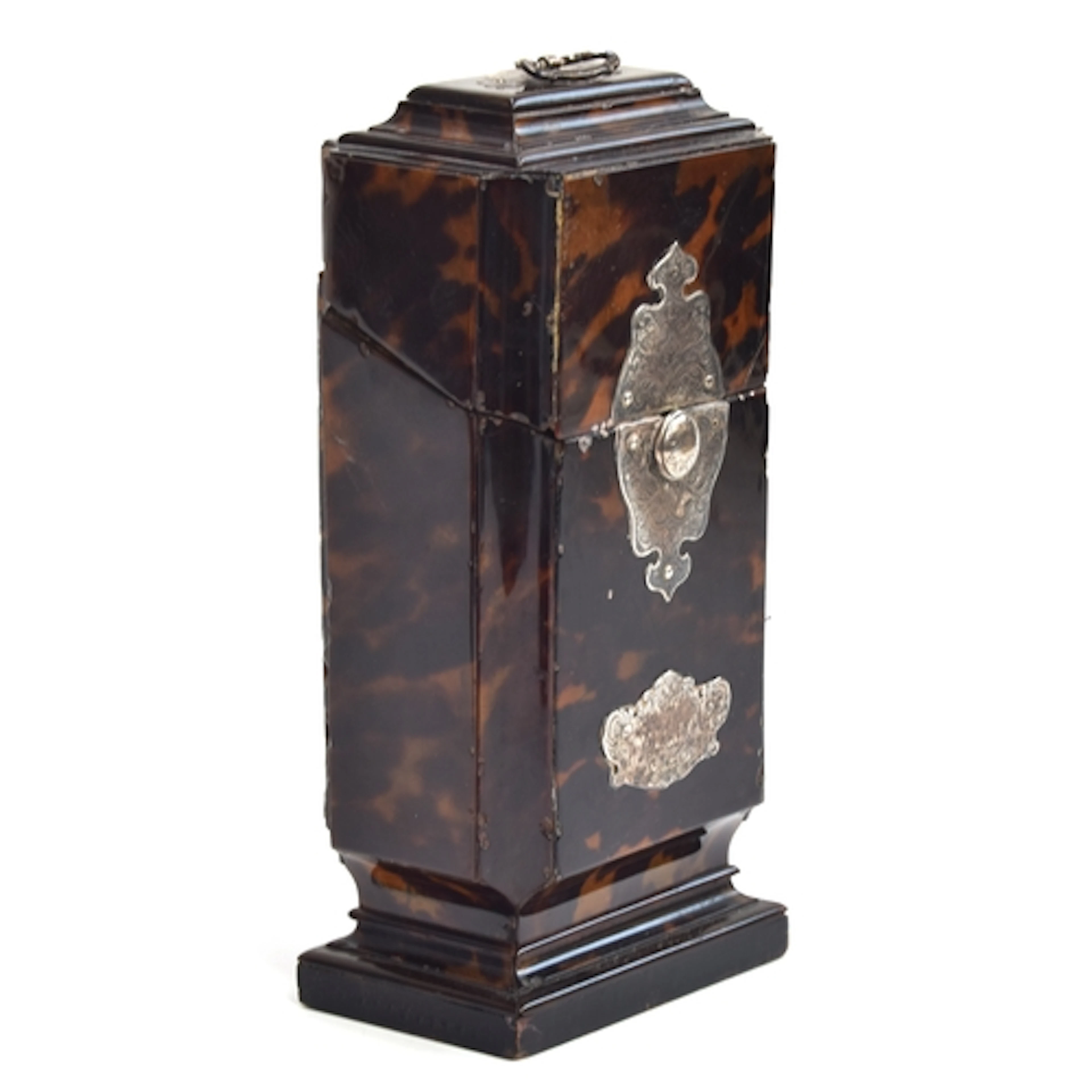 A 19th century silver mounted tortoiseshell box, with applie...