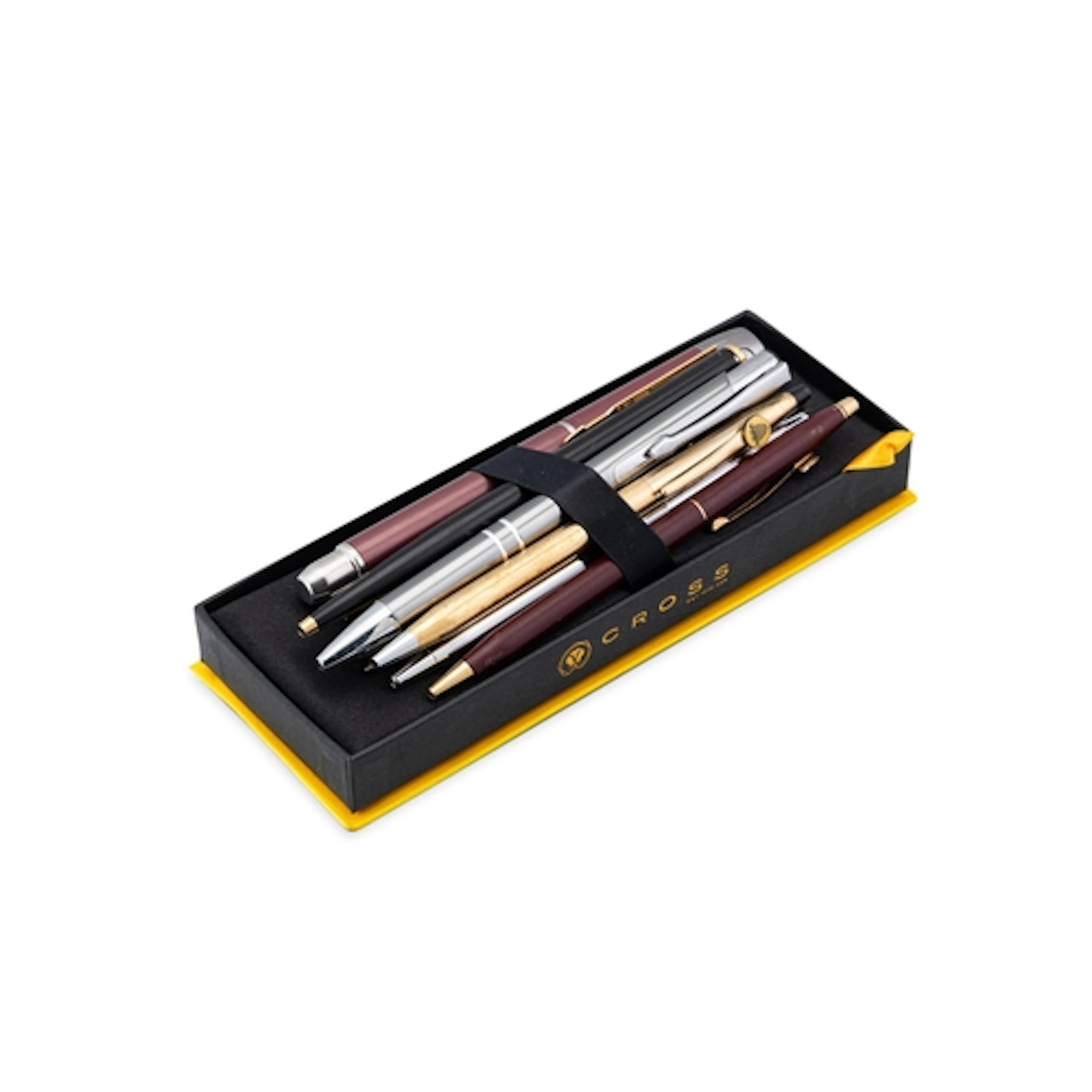 A VARIED COLLECTION OF YELLOW AND WHITE TONE "CROSS" PENS an...