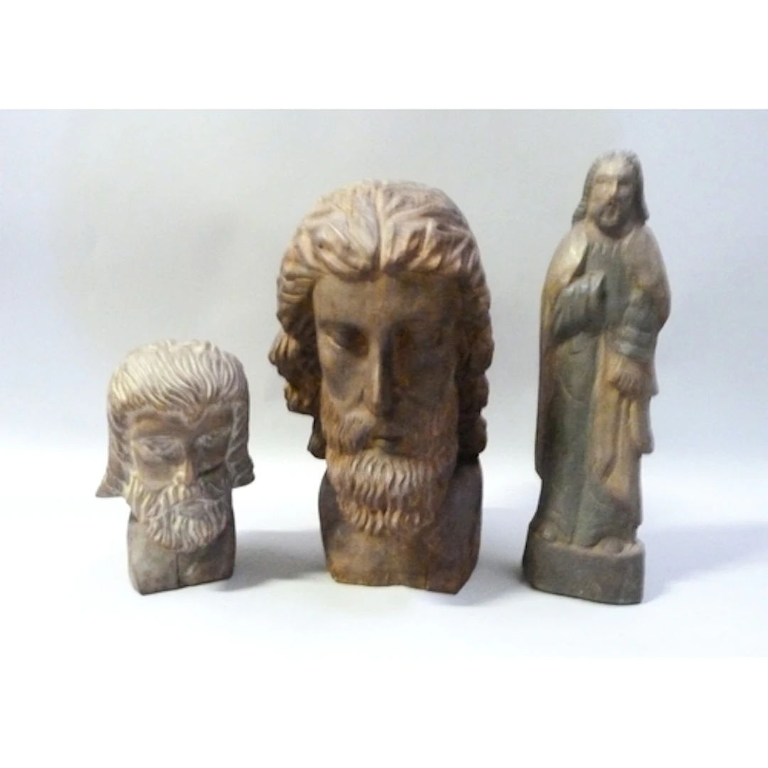 Carved wood sculpture bust modelled as an 18th century Latin...