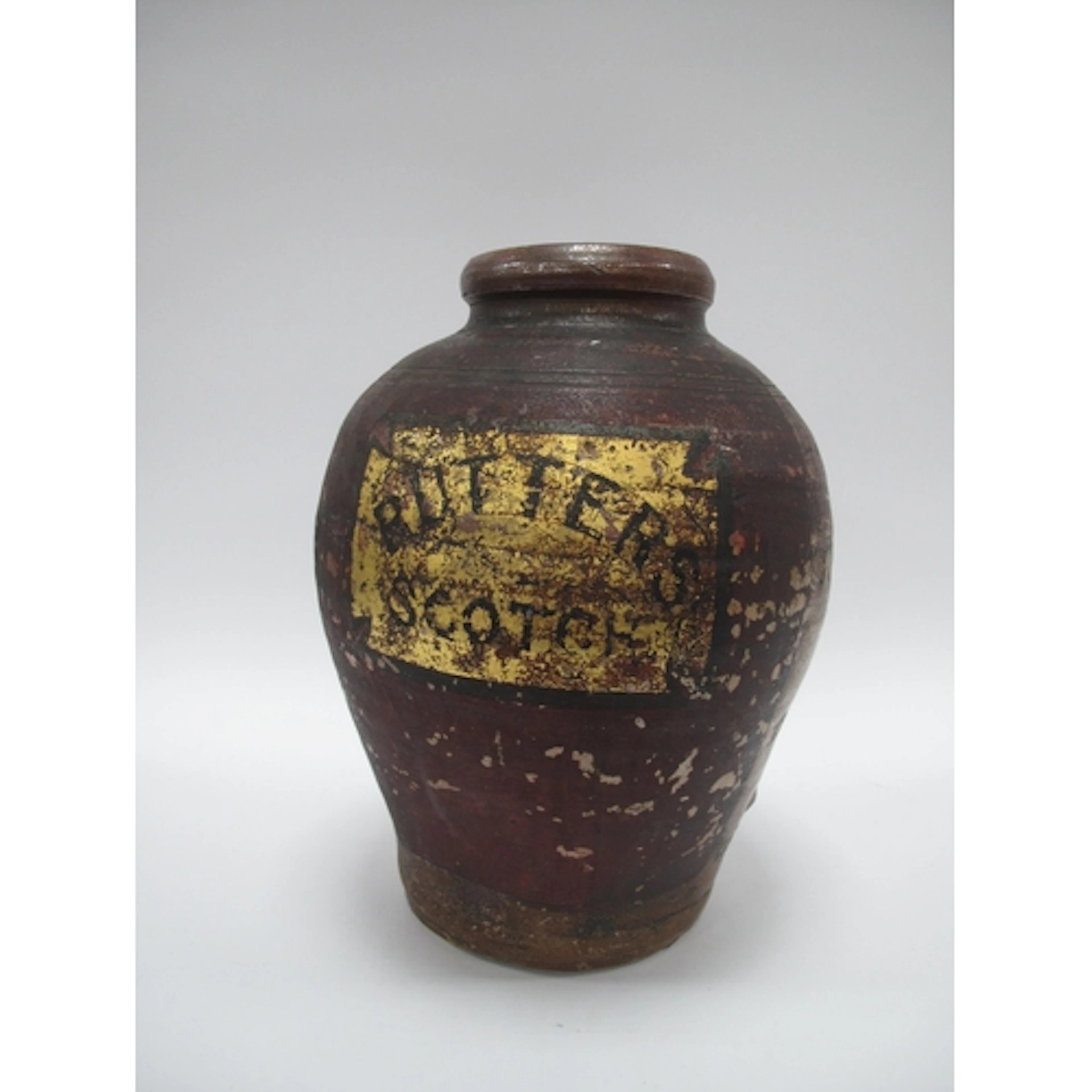 A Victorian Stoneware Shop Jar, advertising 'Butter Scotch' ...
