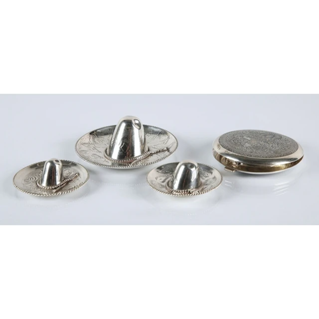 Mexican 925 silver trinket dish in the form of a Sombrero ha...