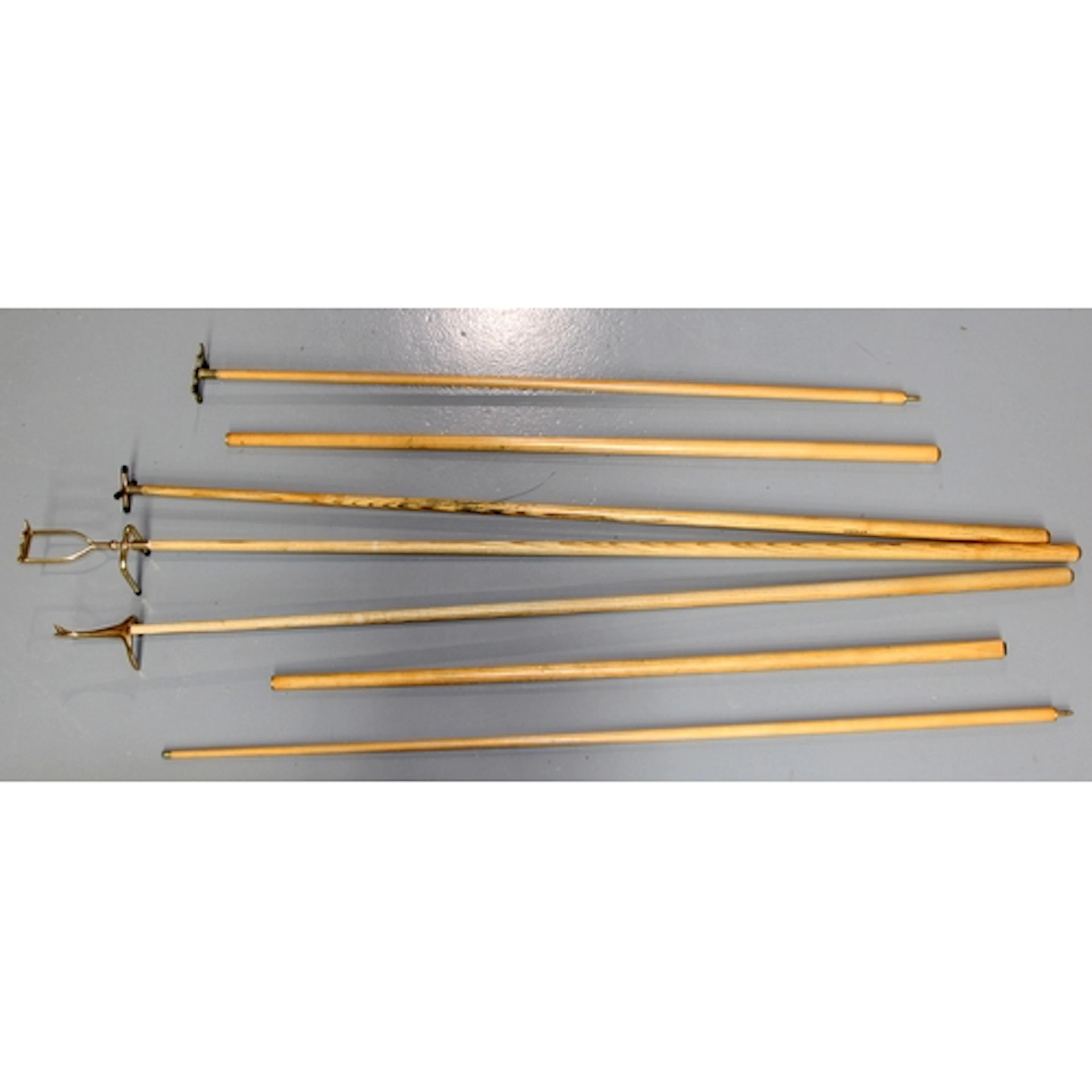 Vintage Snooker Accessories: A set of brass snooker bridge a...