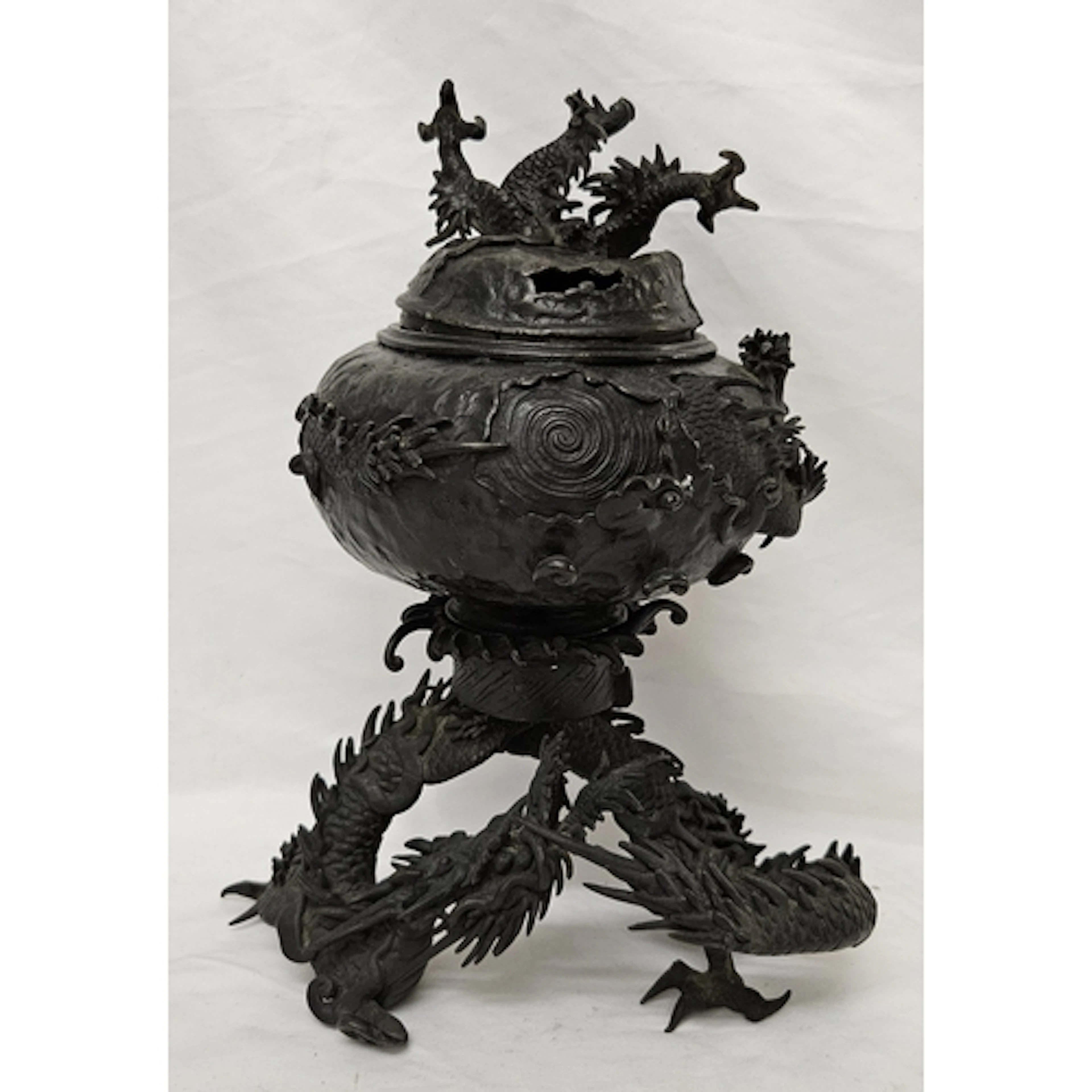 Japanese Bronze Koro/Incense Burner in the form of a globula...