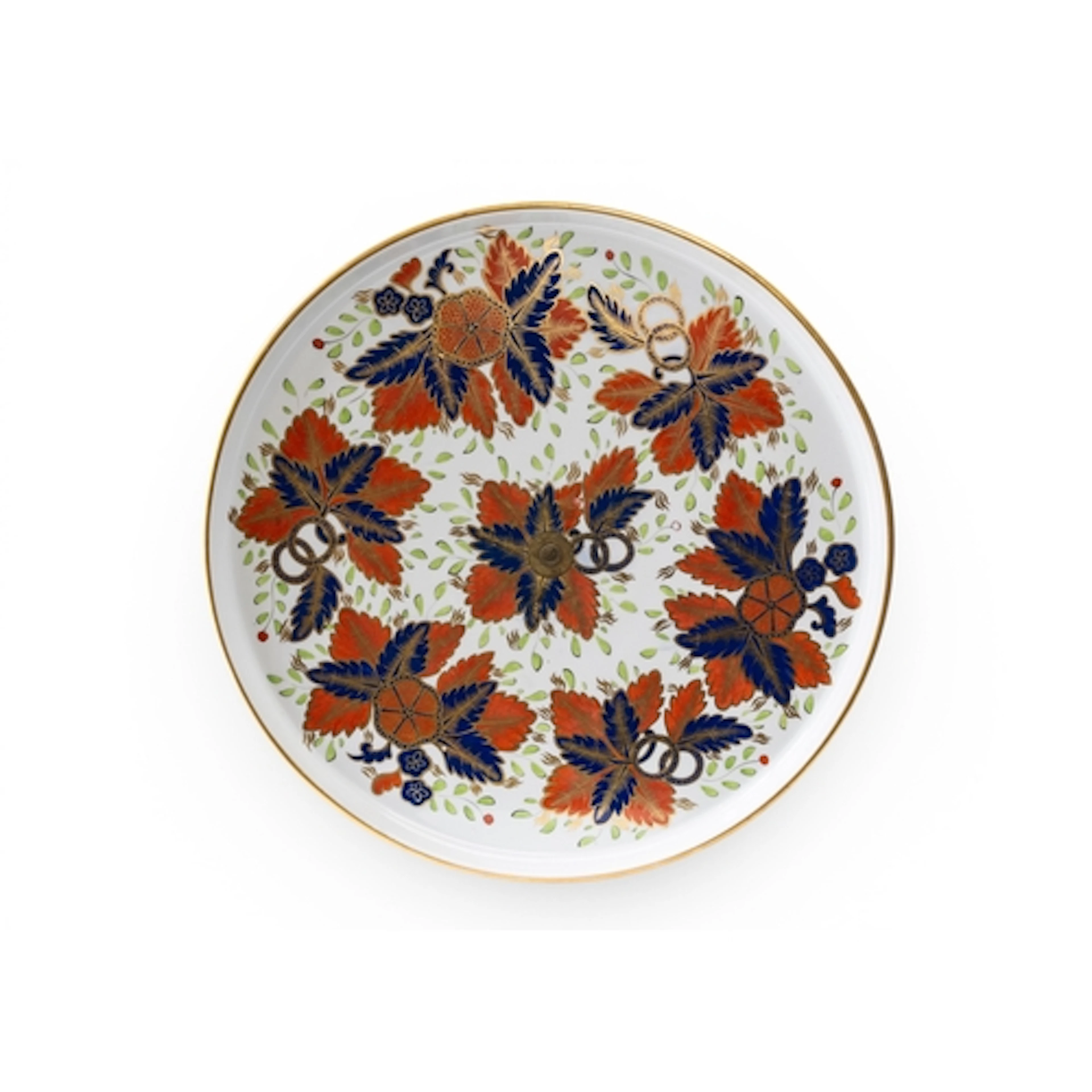 A LARGE SPODE CIRCULAR TAZZA bearing a Thomas Goode paper tr...