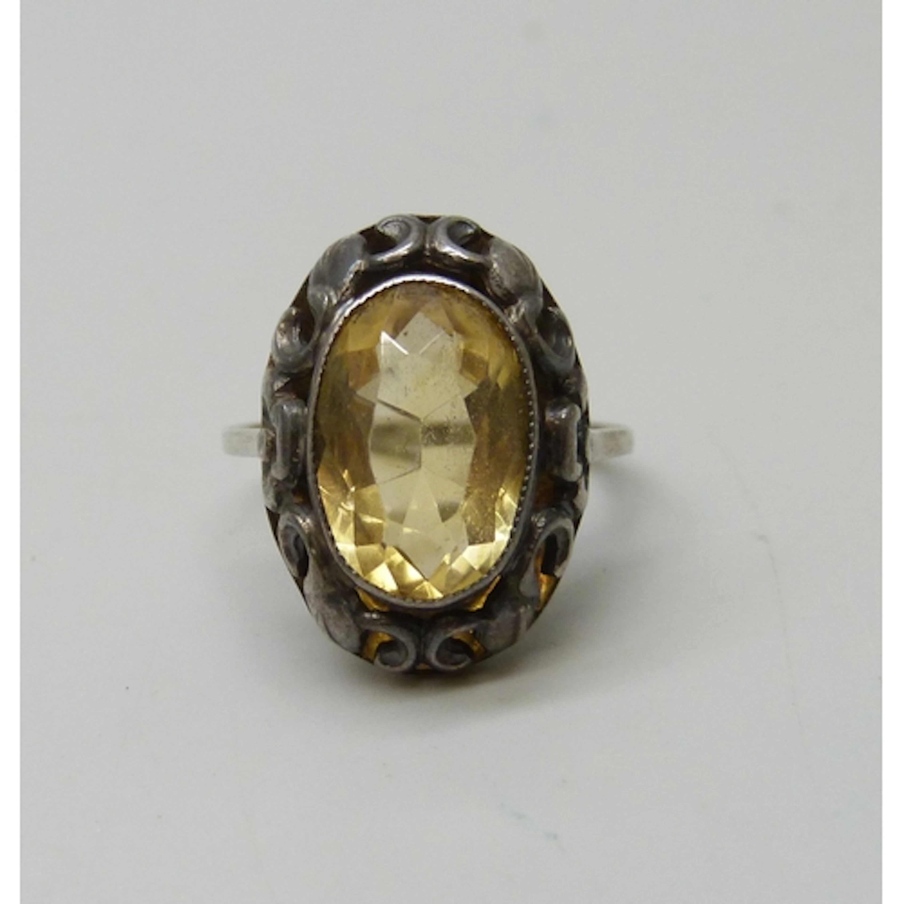 An early 20th century Arts & Crafts .835 silver ring set wit...