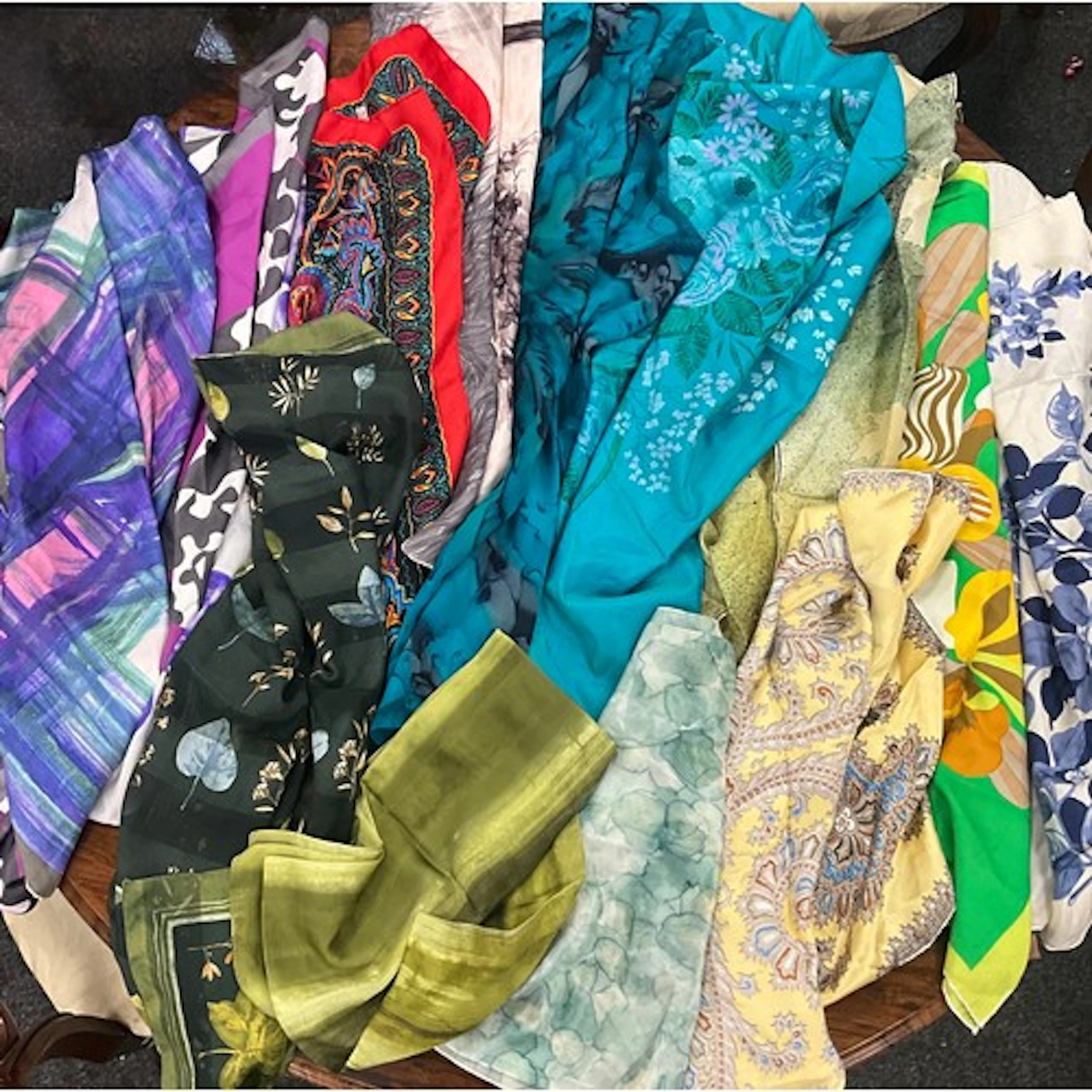 Vintage fashion - a wardrobe collection of vintage silk scar...