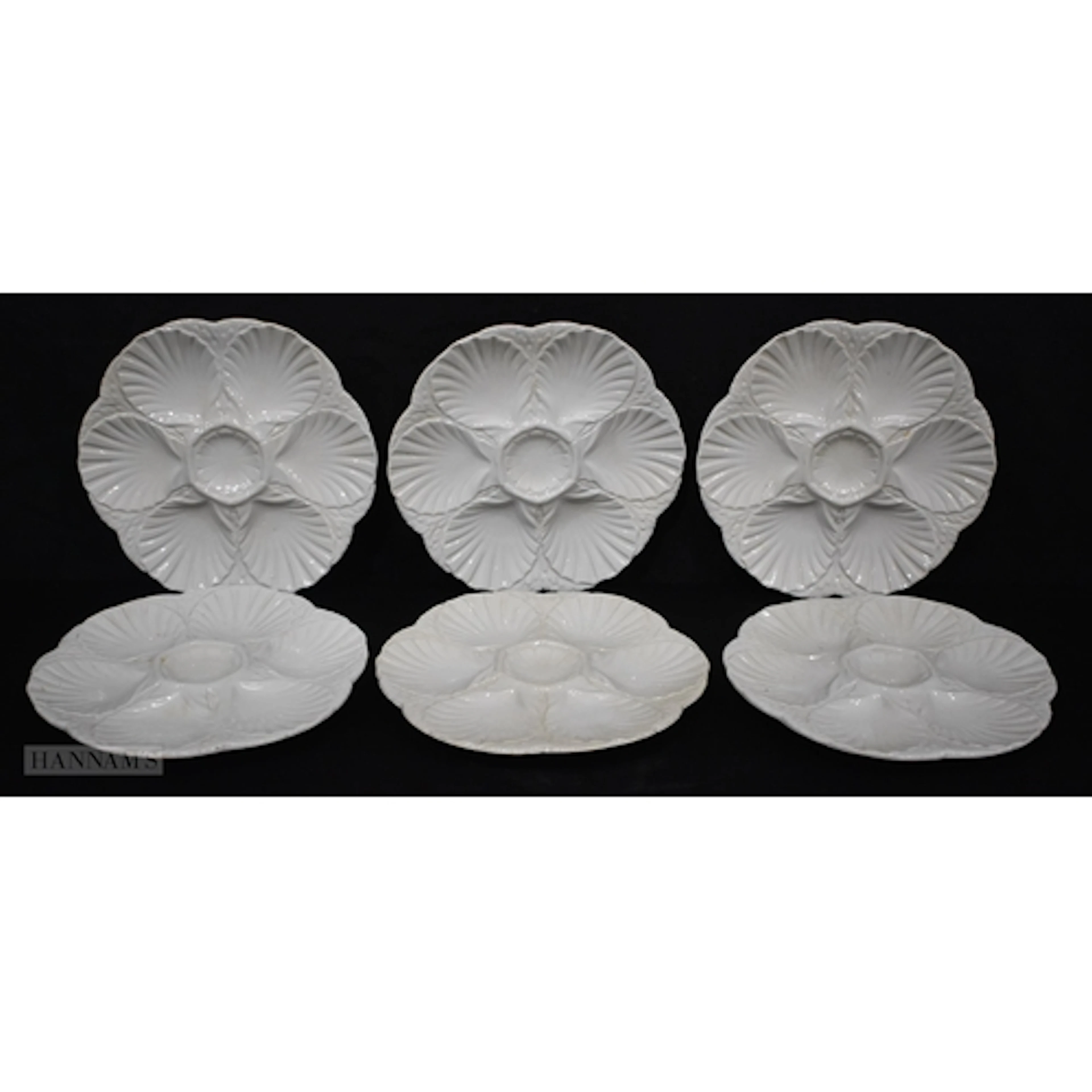 A collection of French ceramic Oyster plates 23.5cm (6)