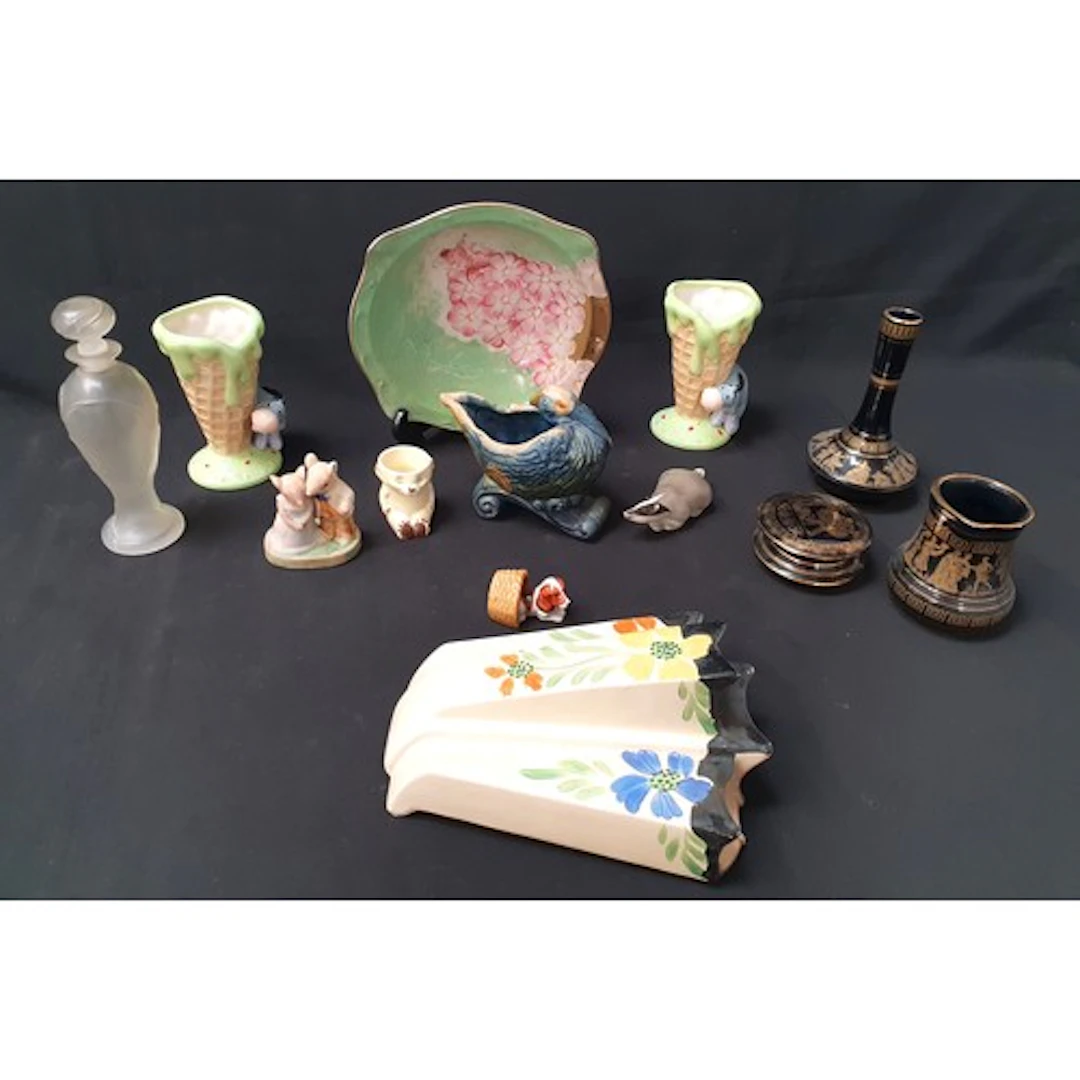 SELECTION OF DECORATIVE CERAMICS including Disney sundae di...