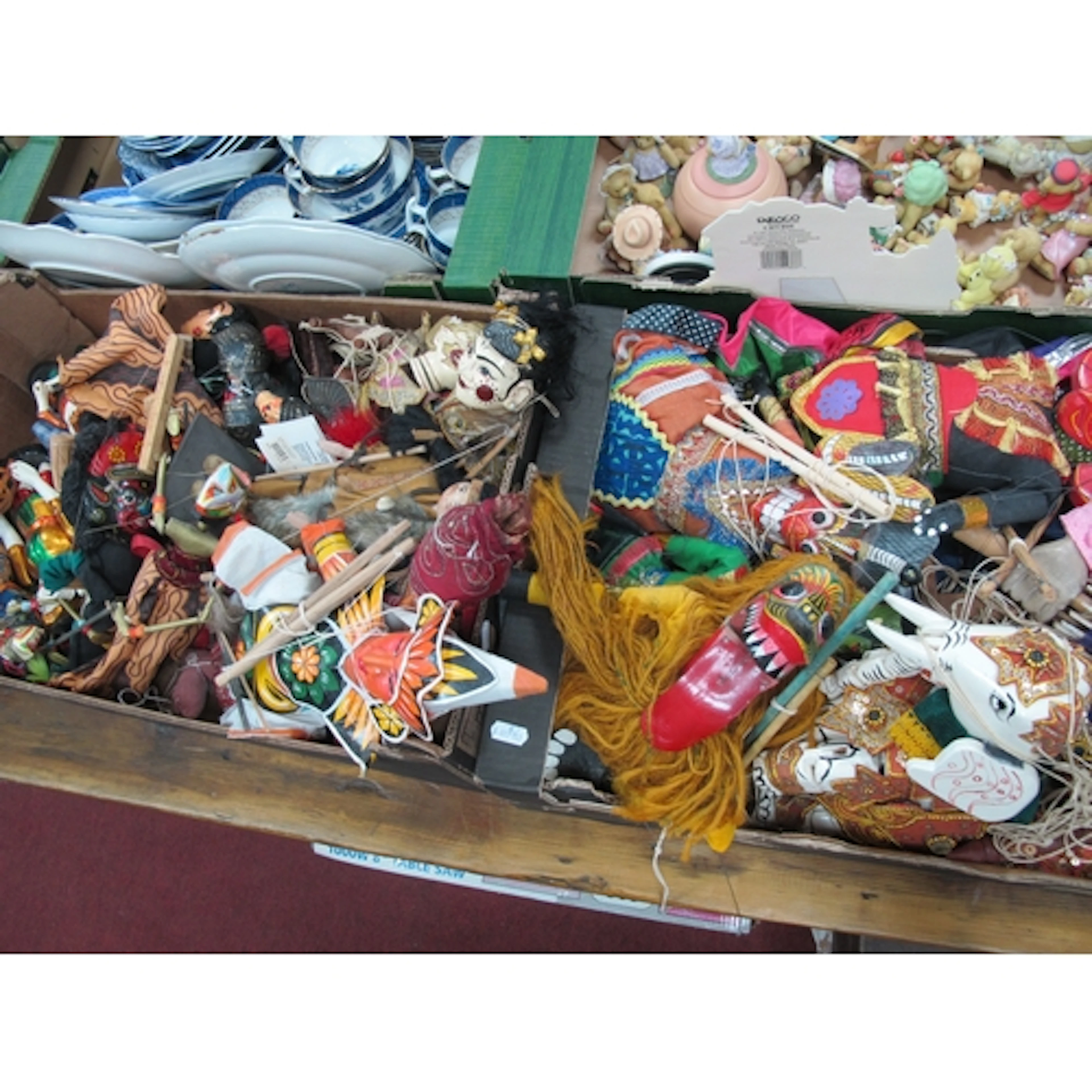 Middle Eastern Painted Wood Puppets, including White Elephan...