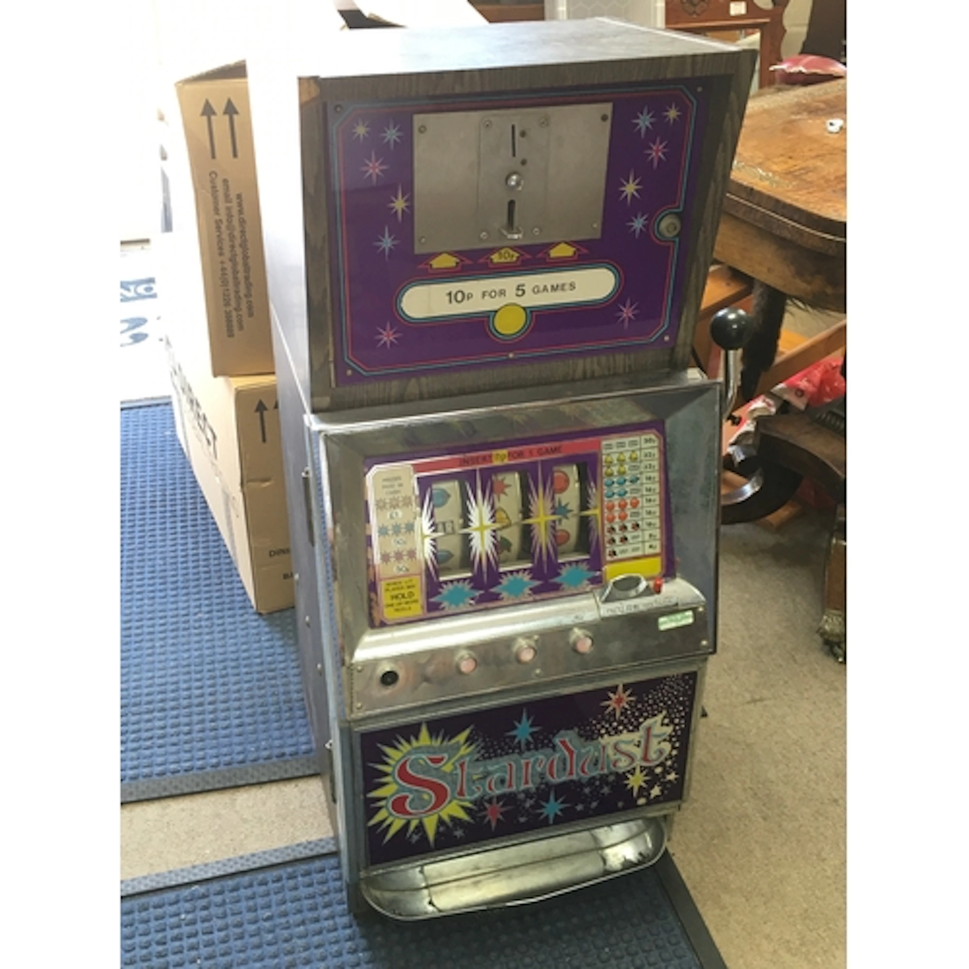 A vintage stardust three reel and hold slot machine. Seen sp...