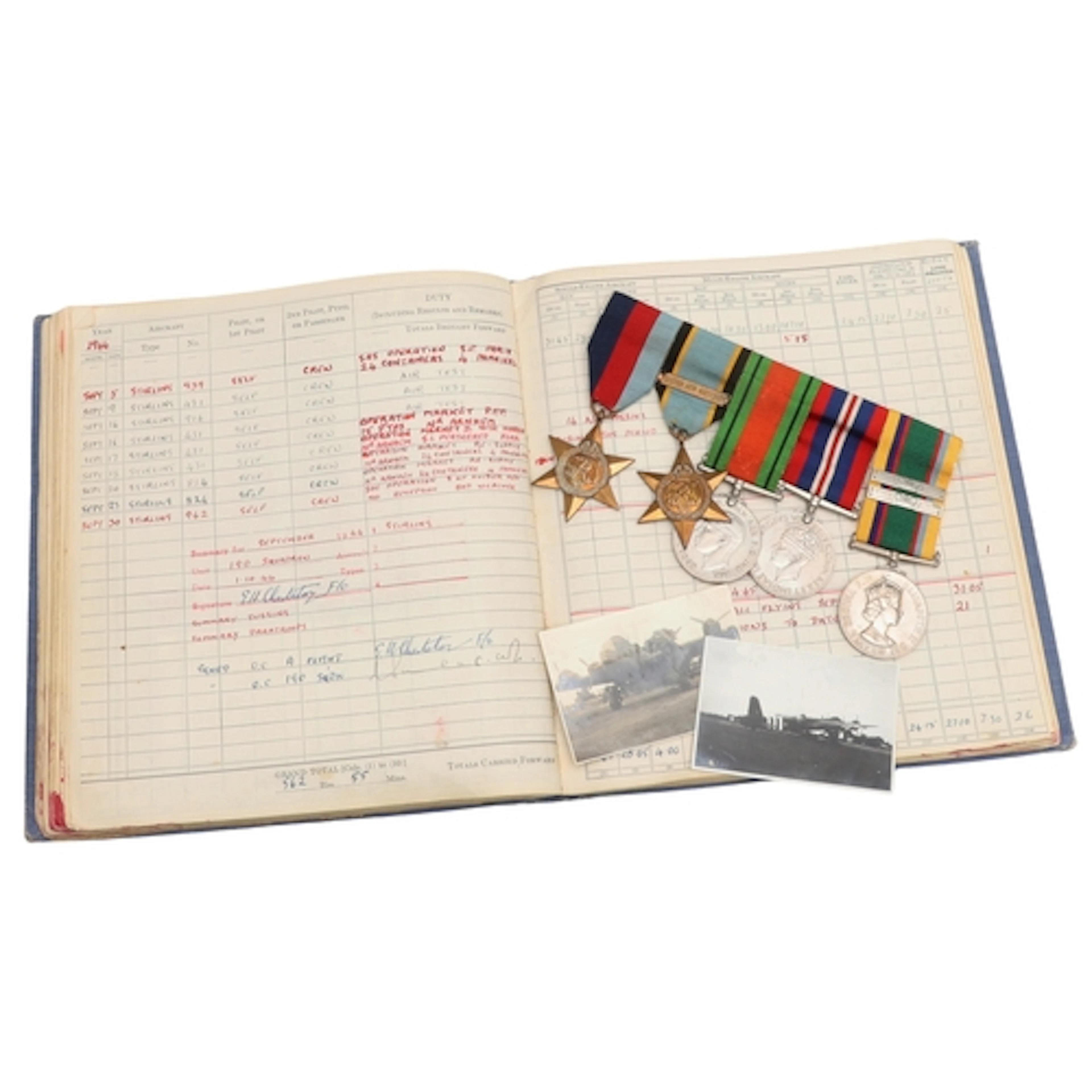 AN IMPORTANT SECOND WORLD WAR GROUP OF FIVE AND LOG BOOK TO ...