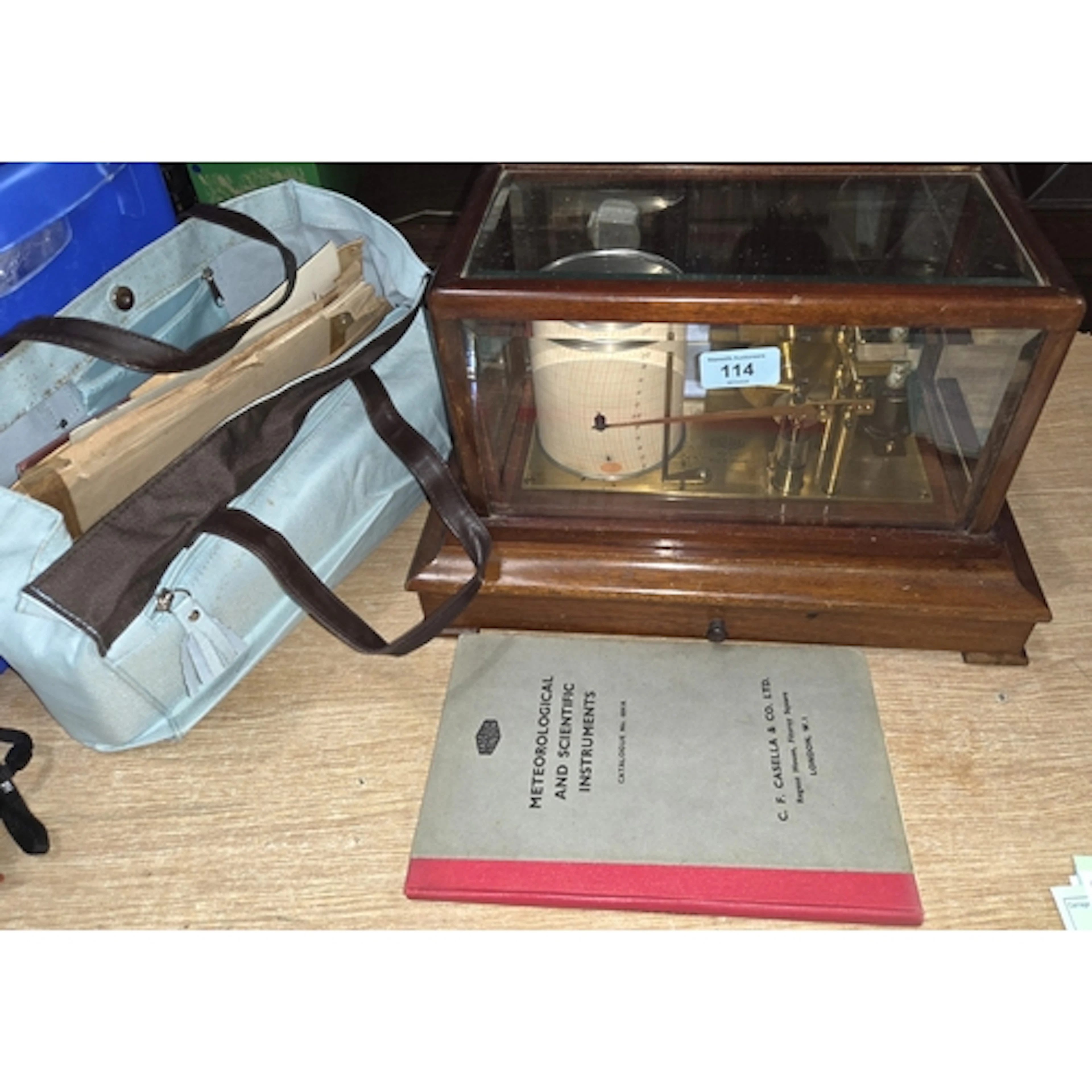 Casella London, 2238, mahogany cased barograph with bevelled...