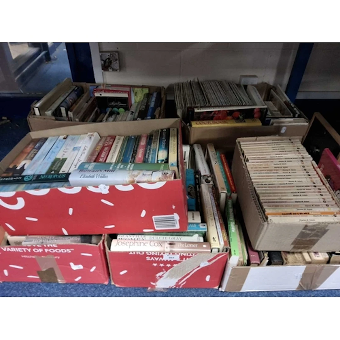 SEVEN BOXES OF BOTH FICTION AND NON-FICTION BOOKS to include...