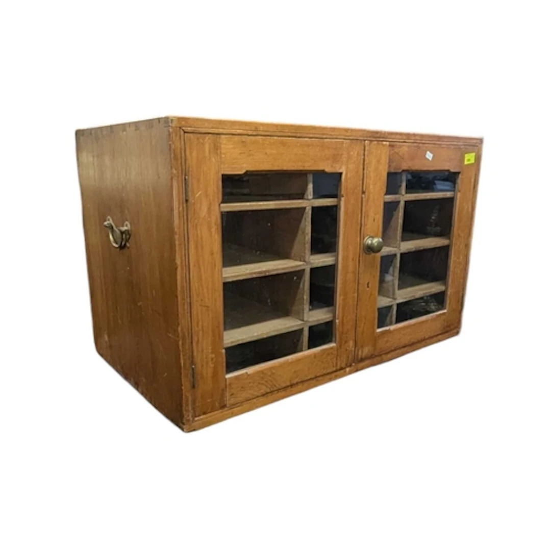 Victorian 19th century pine flag cupboard. Rectangular form ...