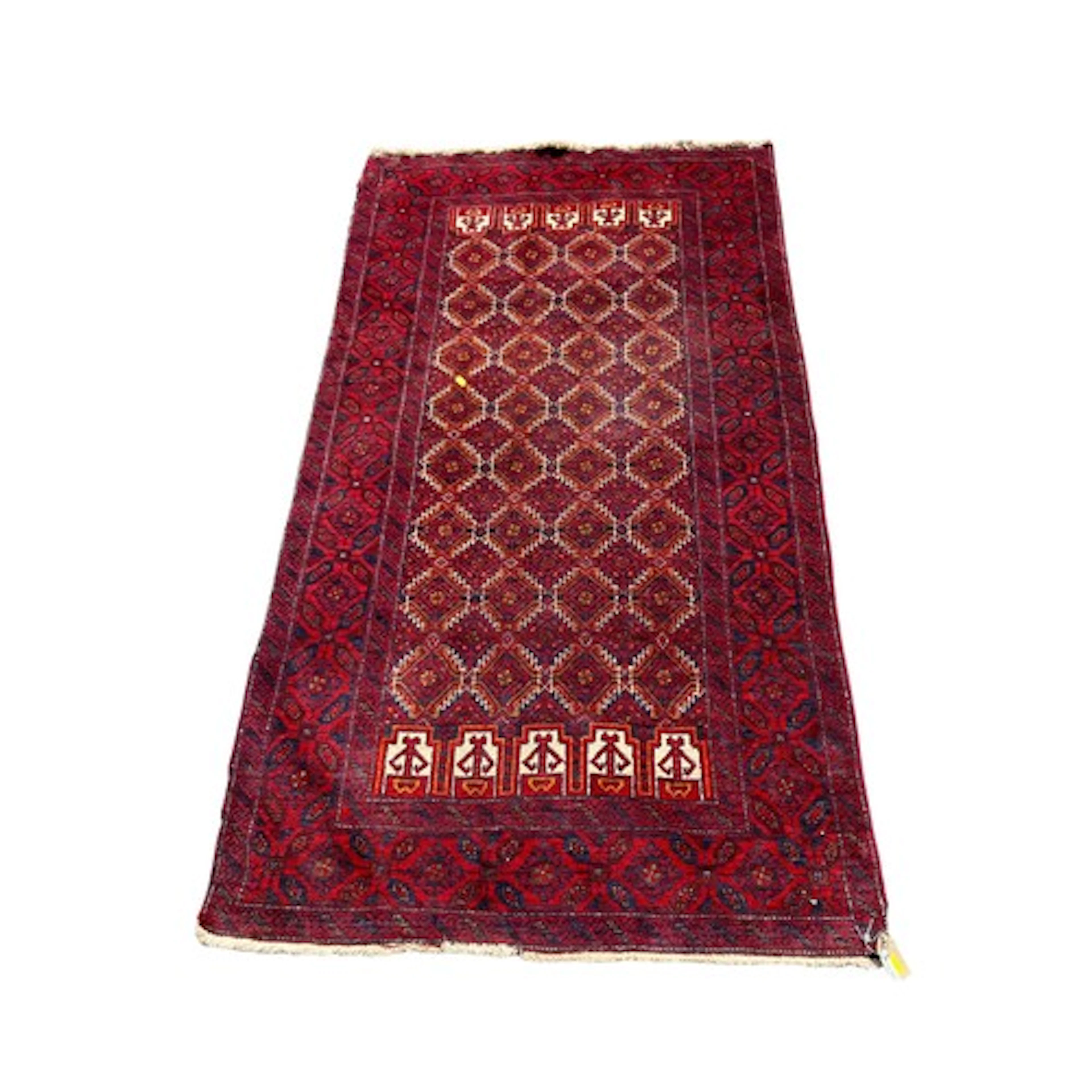 Afghan Baluch tribal style rug with geometric diamond lattic...