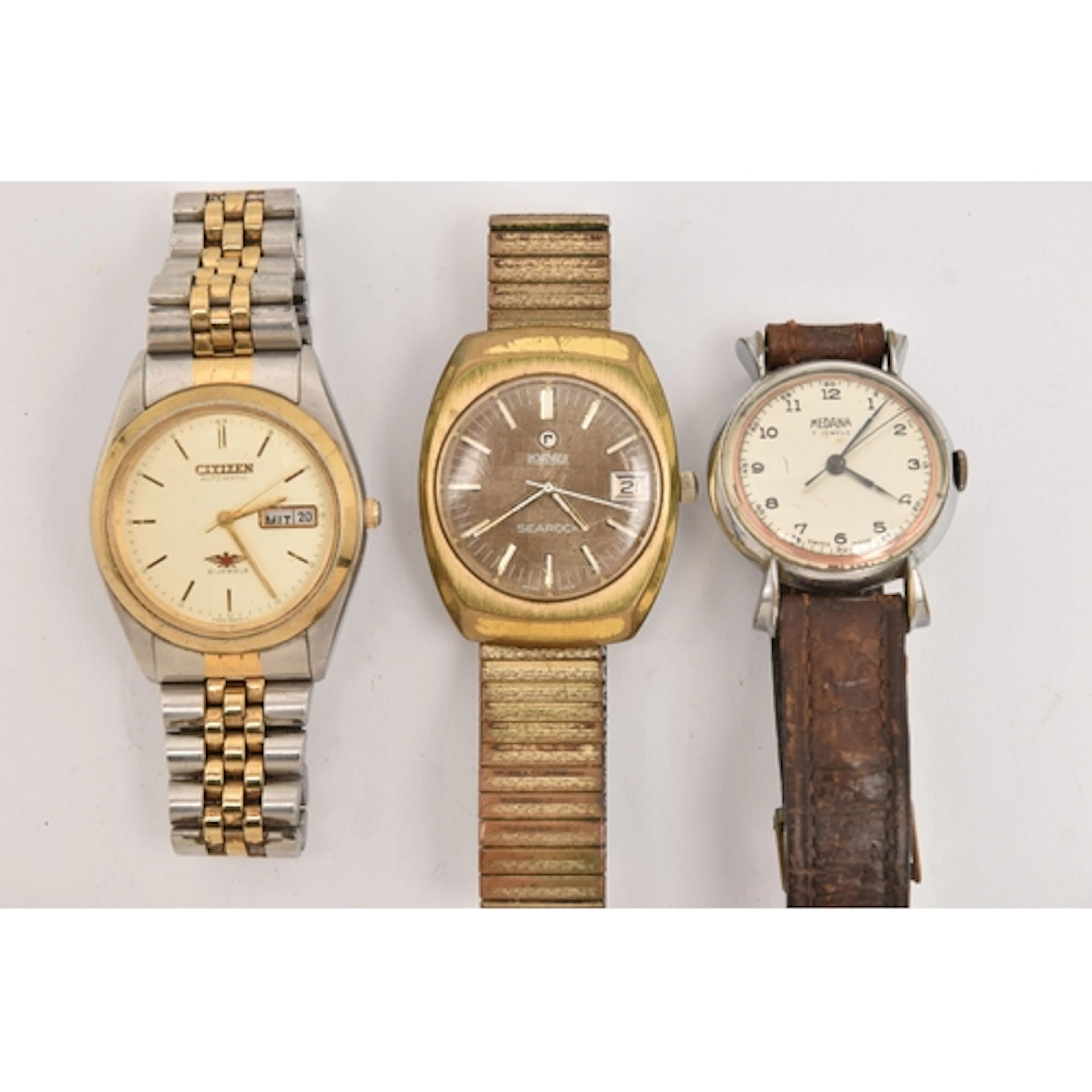 THREE GENTS WRISTWATCHES, to include a gold plated 'Roamer S...