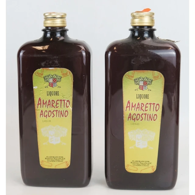 Two 100 cl (1 Litre) bottles of Amaretto Agostino Liquore. ...