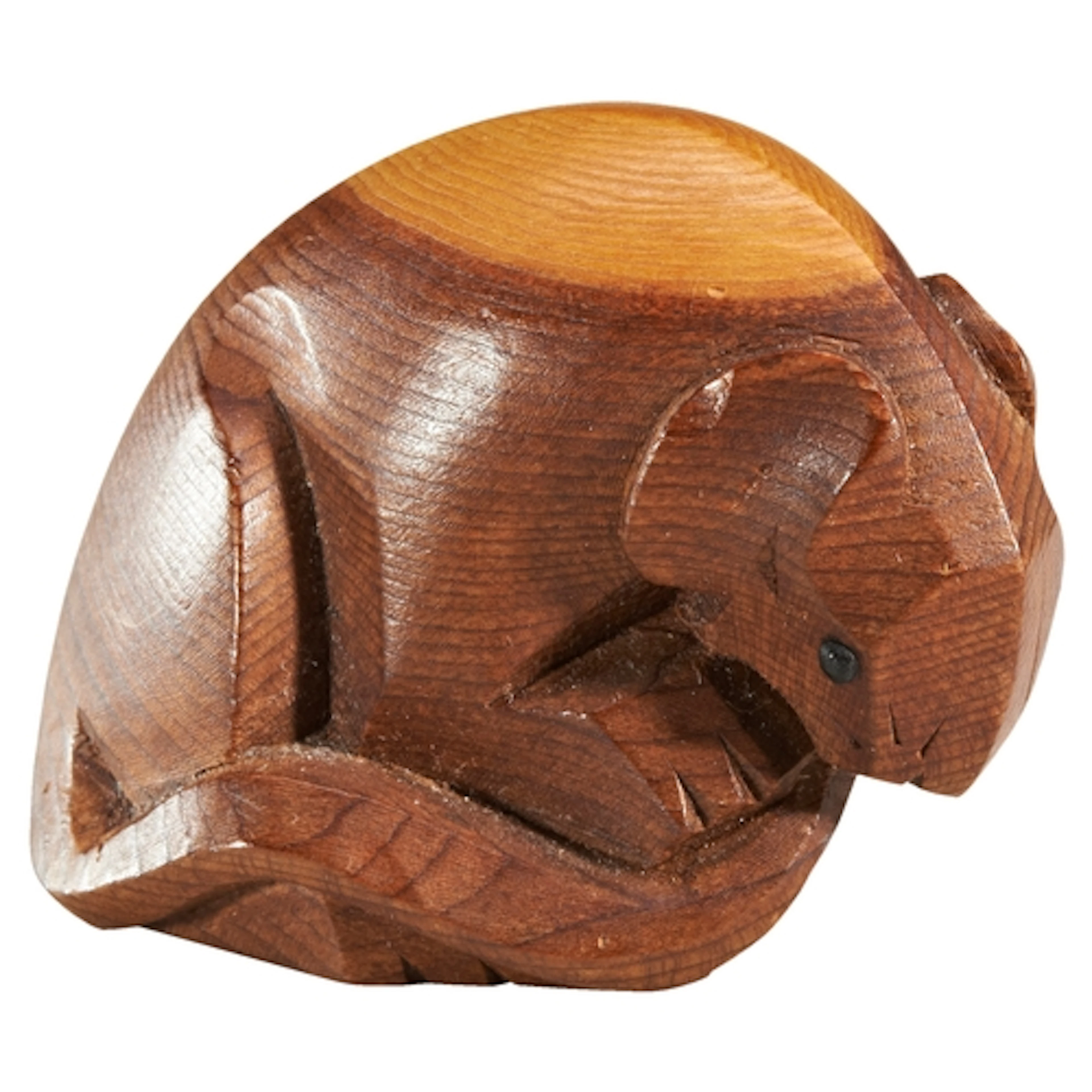 A HIDA SCHOOL ITTOBORI-WOOD JAPANESE NETSUKE OF A MOUSE LATE...