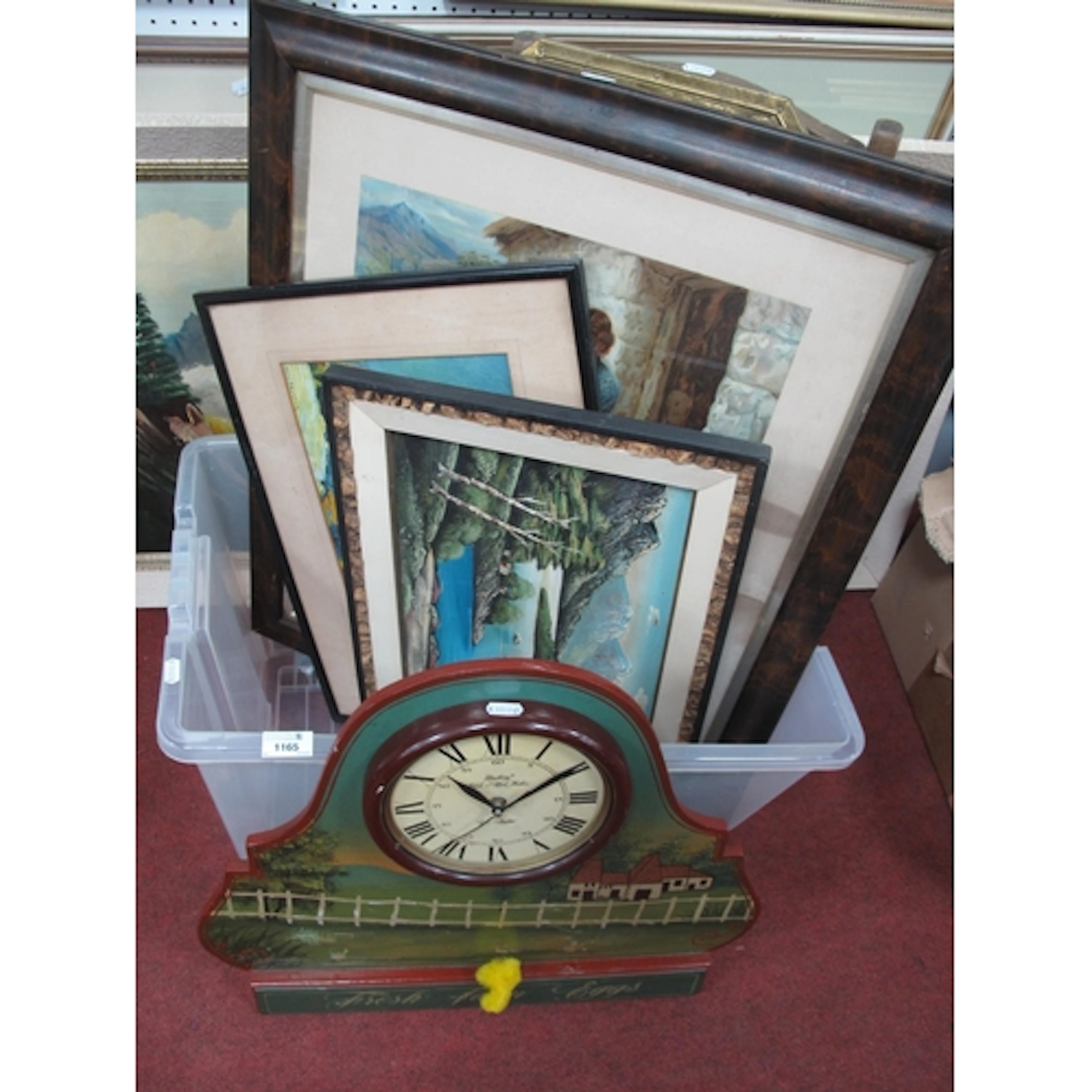 Wall decorations and chair, including wooden child folding c...