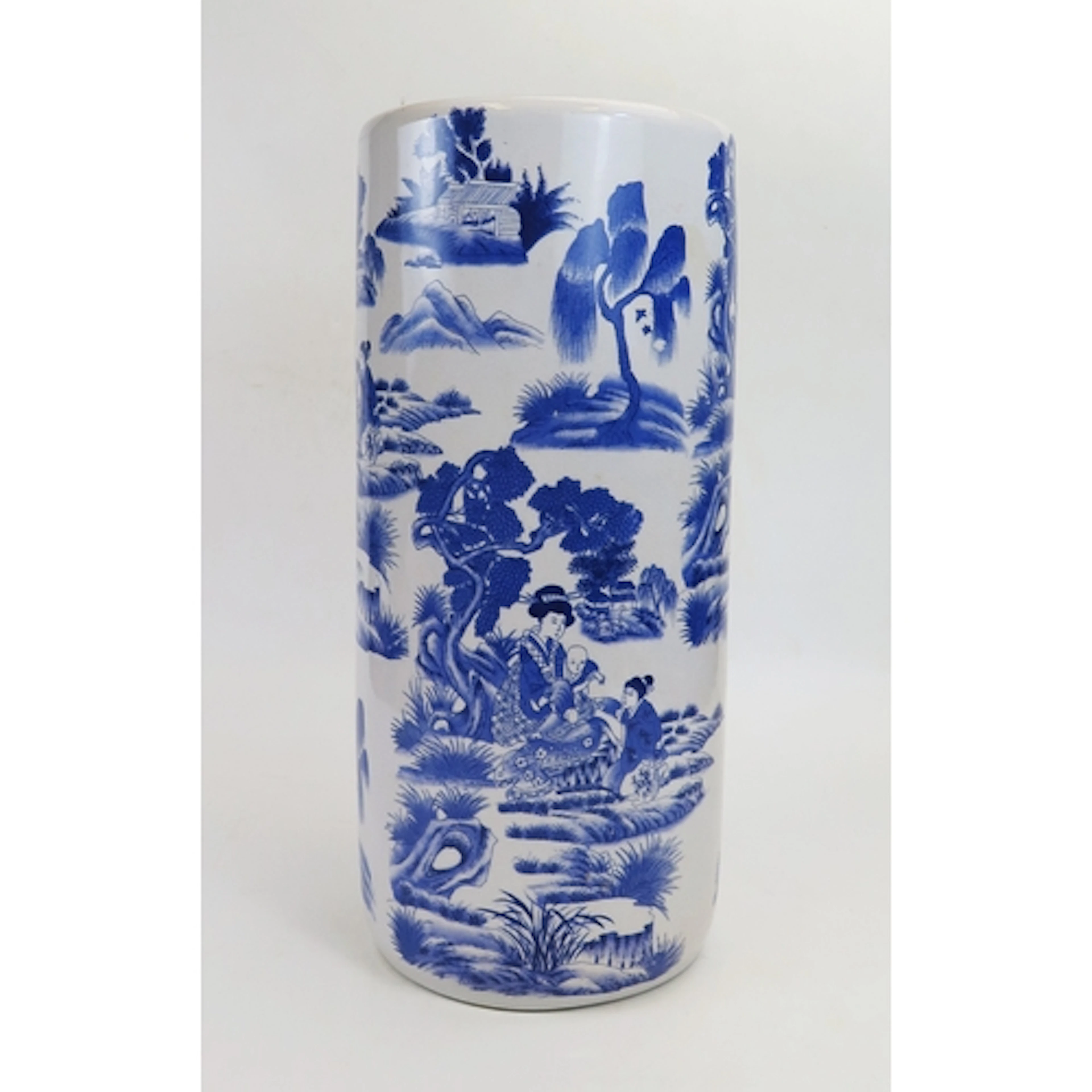 A modern Chinese porcelain stick stand of cylindrical form w...