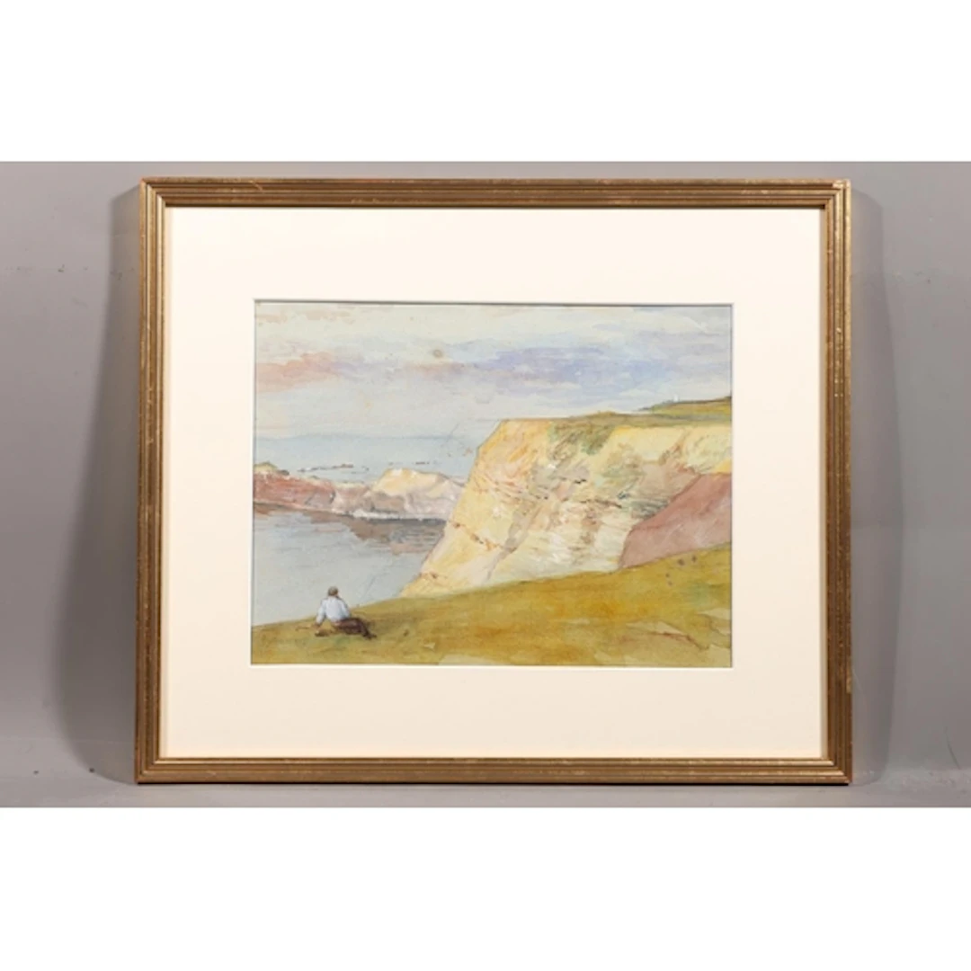 19TH CENTURY SCHOOL, white cliffs, watercolour painting, uns...