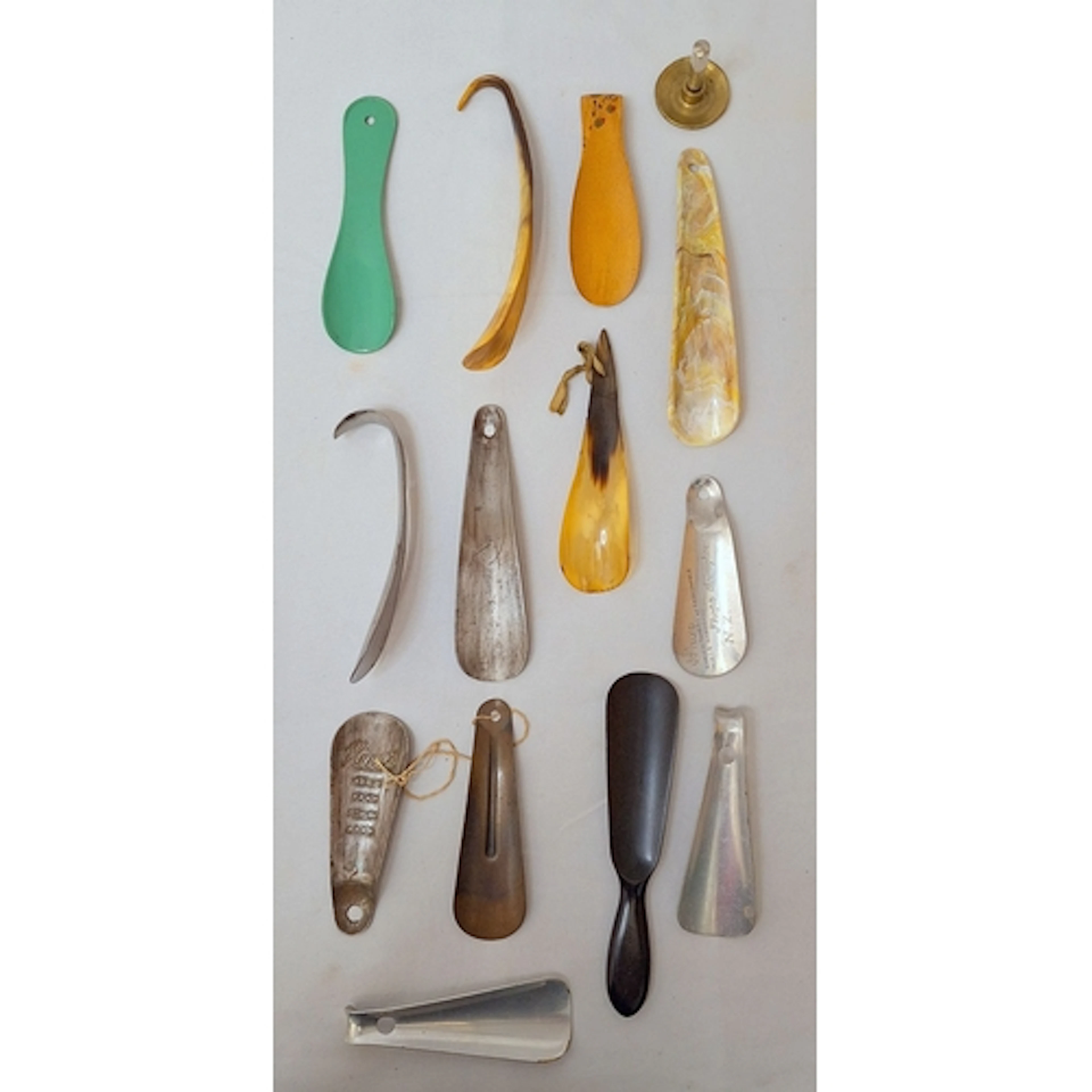 Vintage Shoe Horns incl. 2 horn, metal, aluminium, Bata x 2,...