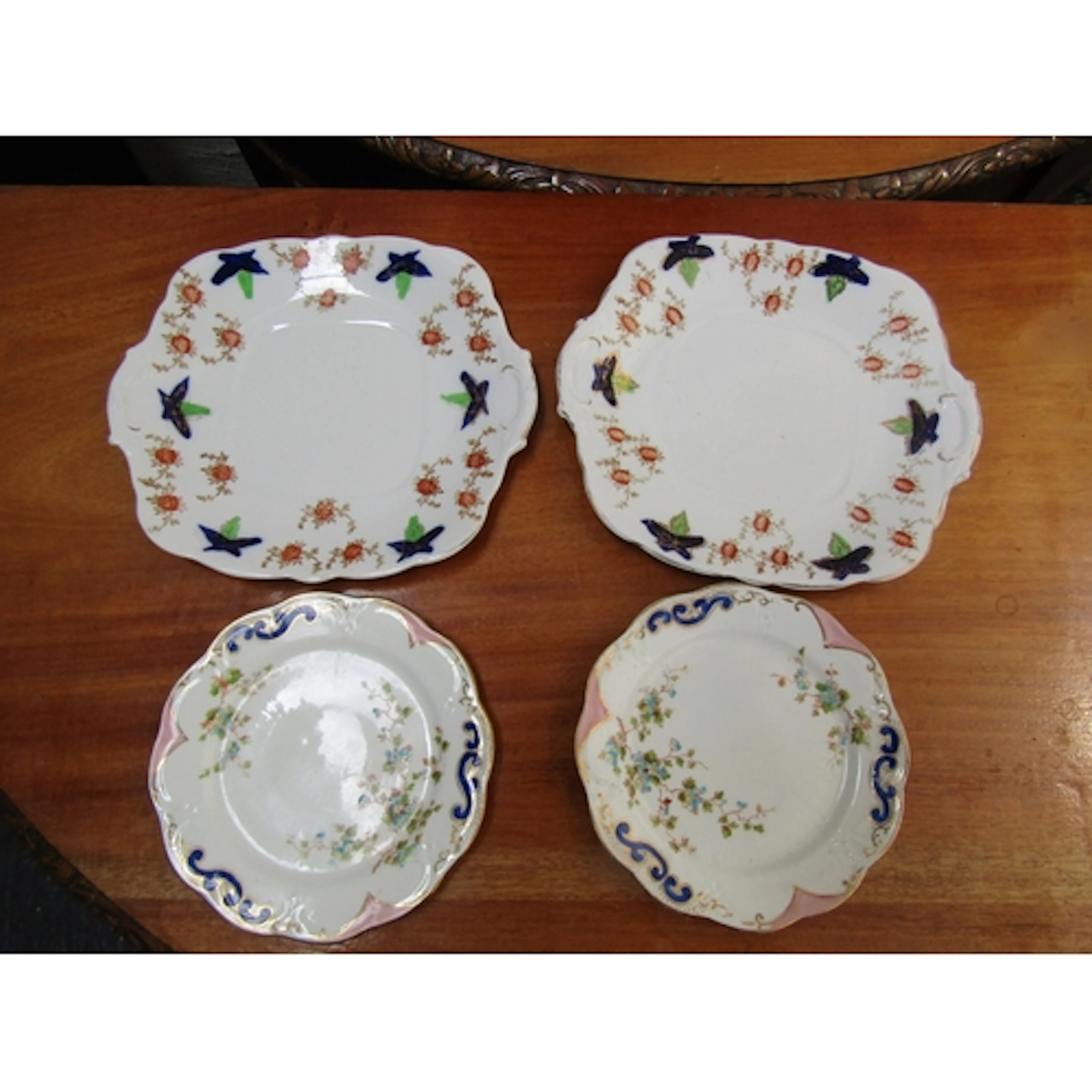 Pair of Fine Porcelain Sandwich Platters and Two Chargers Fo...