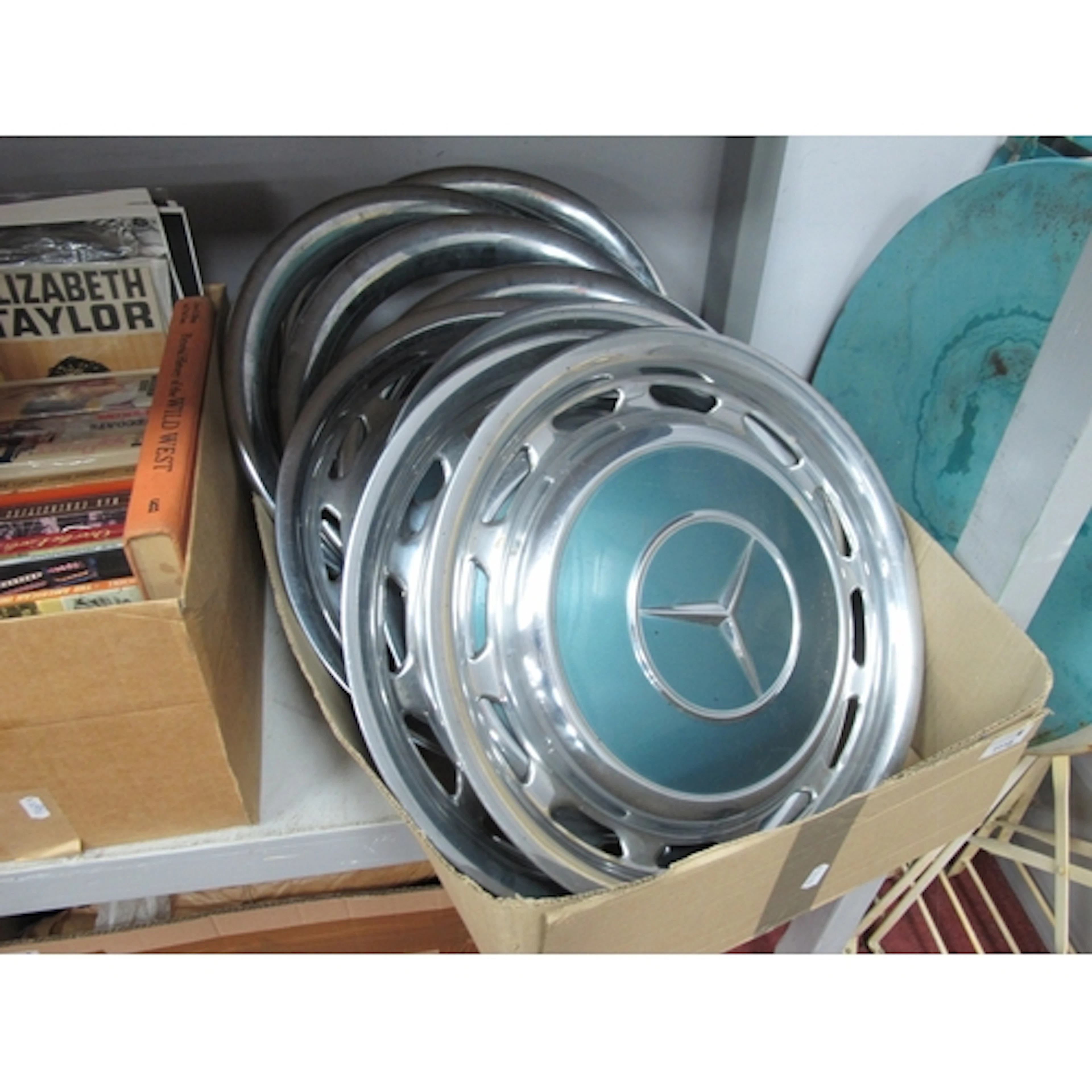 Mercedes, Set of Four Chrome Hub Caps, each bearing raised l...