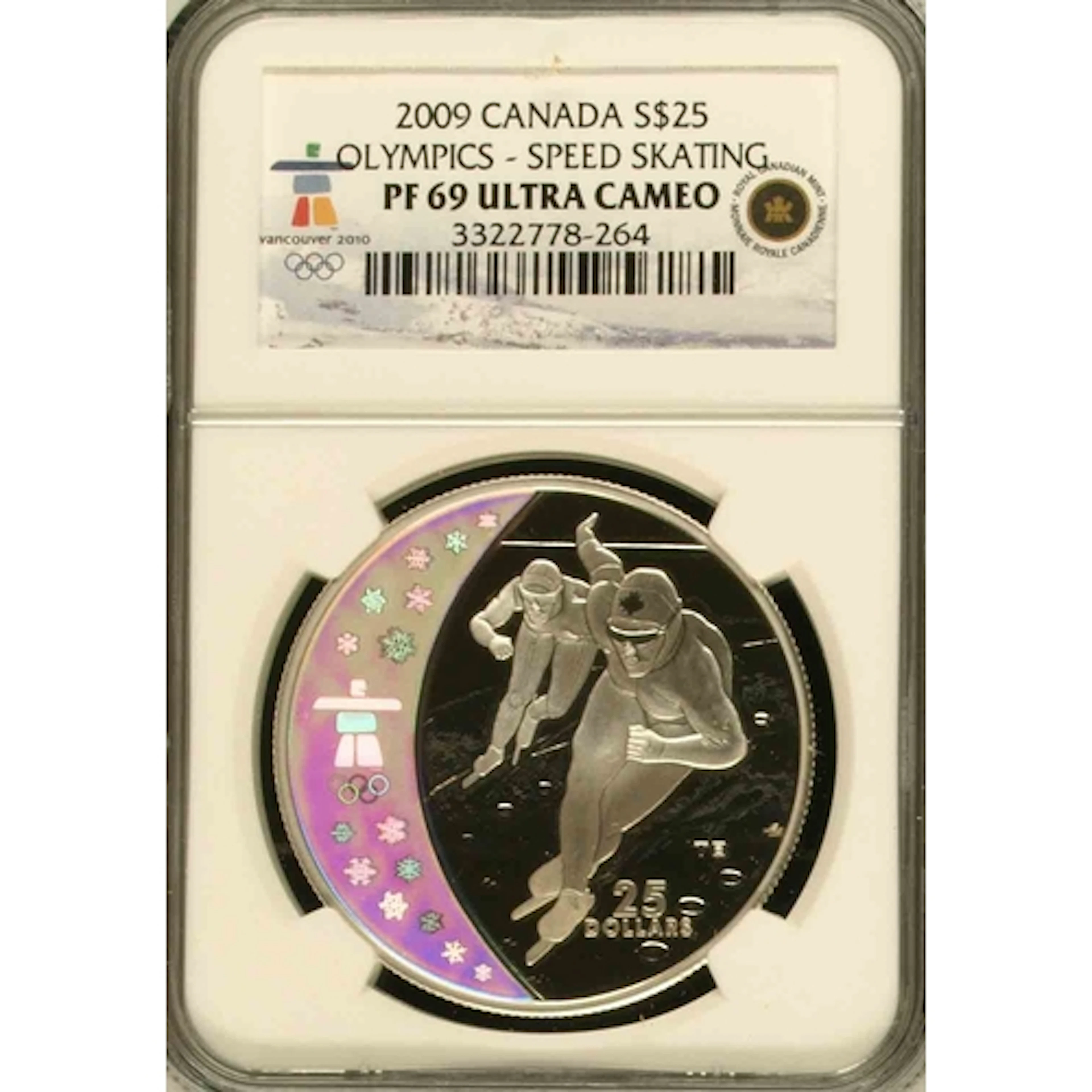 2009 Canada Vancouver Winter Olympics silver $25 coin, ‘Spee...