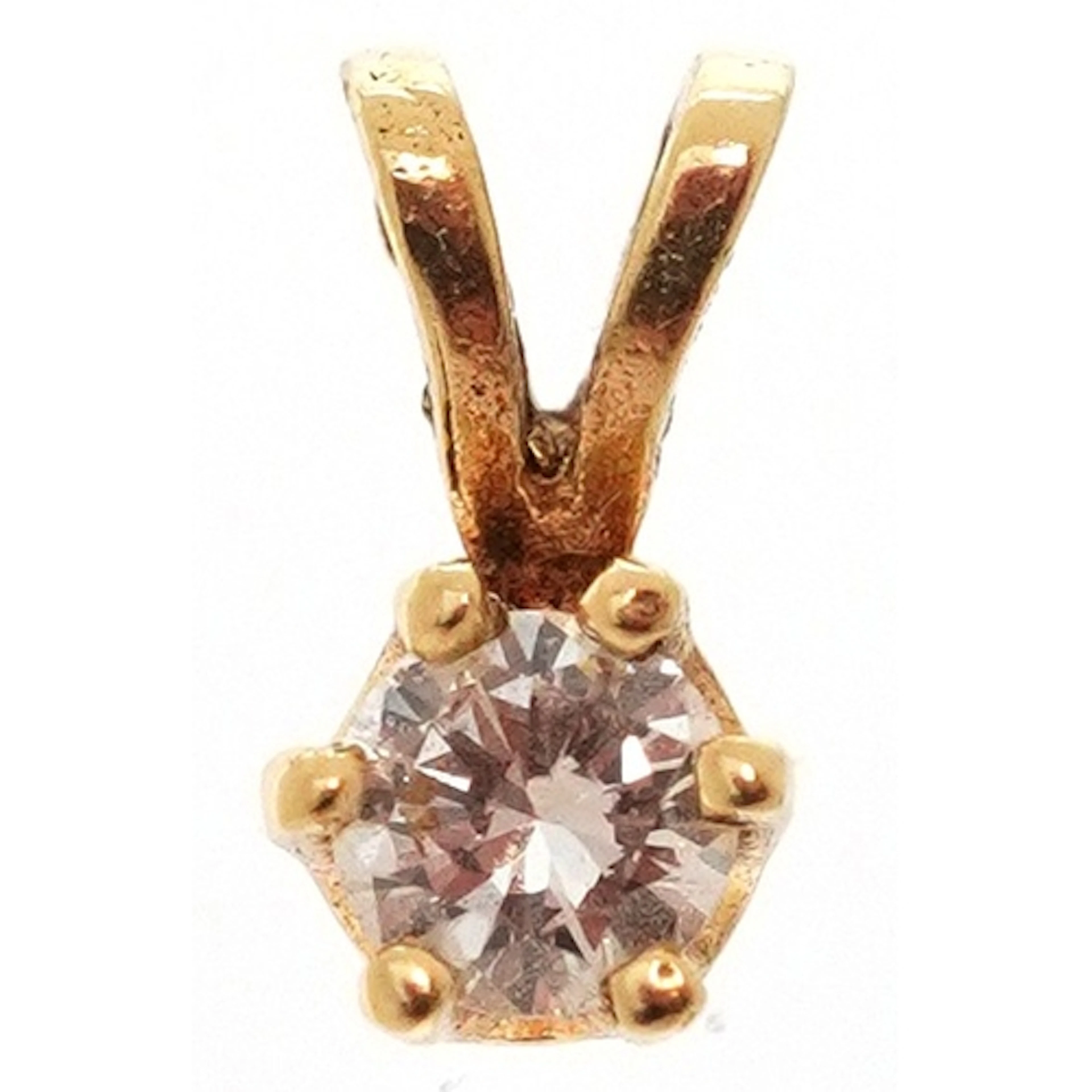 Unmarked gold diamond solitaire pendant, 8.4mm high, 0.4g.