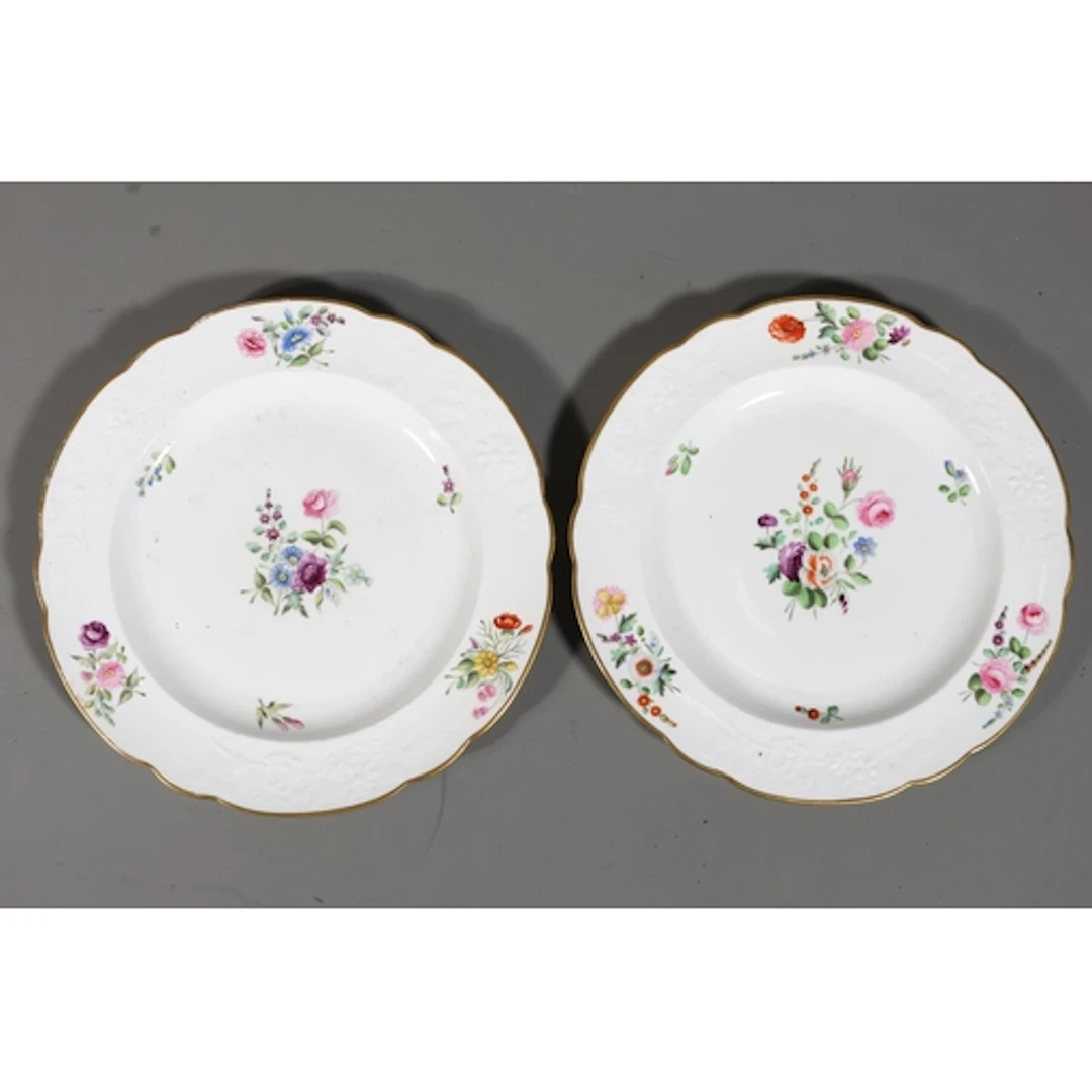 Pair of Spode porcelain dishes handpainted with floral spray...
