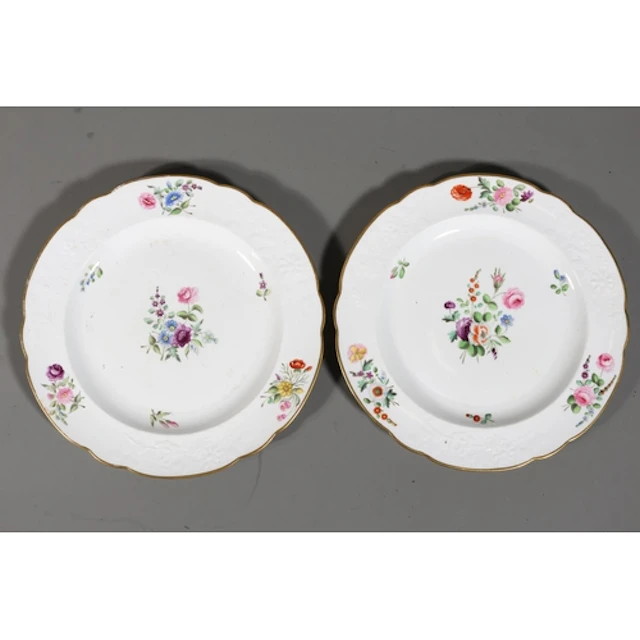 Pair of Spode porcelain dishes handpainted with floral spray...
