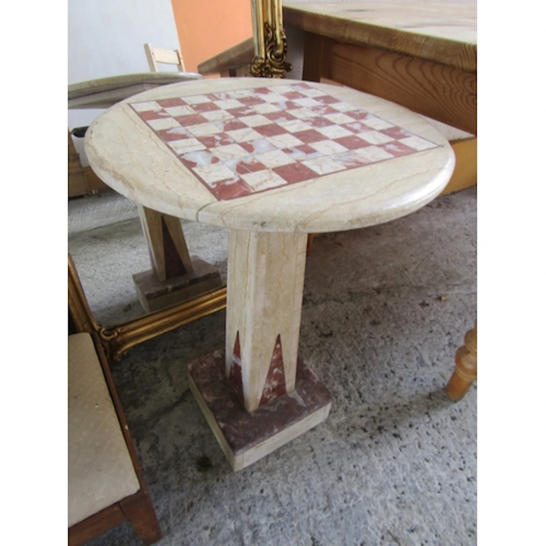Mahogany Inlaid Chessboard Top Circular Form Occasional Tabl...