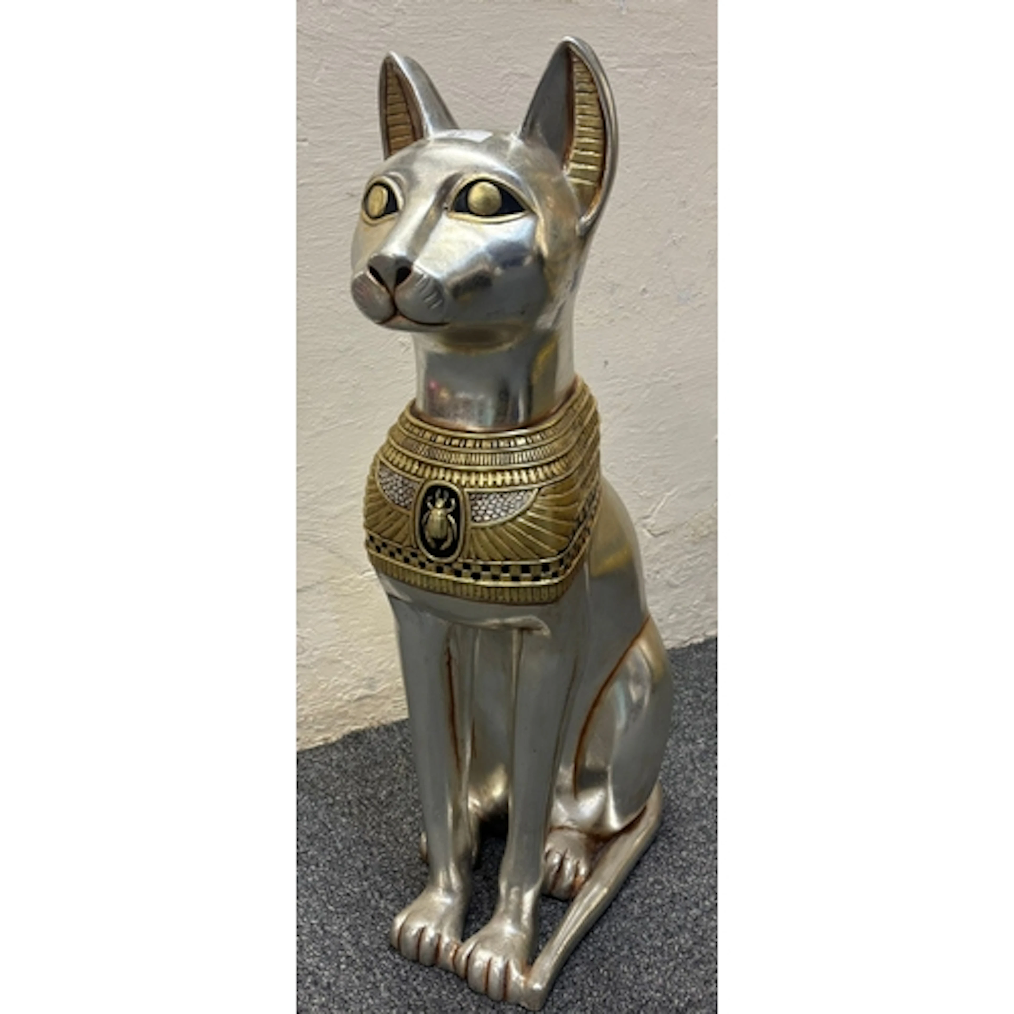 Silver and gold composition Egyptian Bastet Cat Goddess stat...