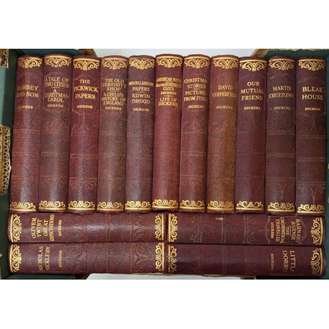 Charles Dickens Red Leather Bound Books published by Hazell ...