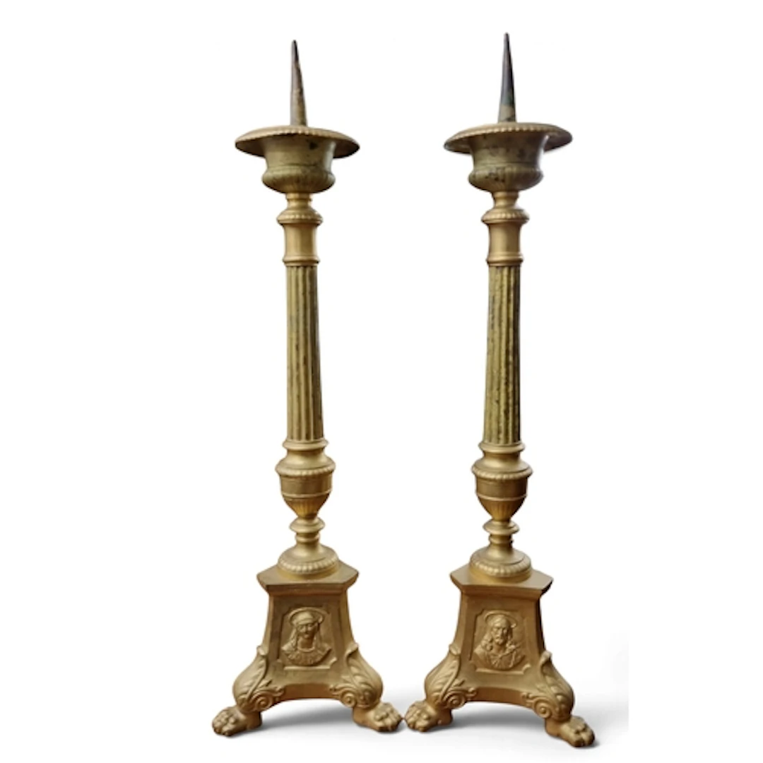 An imposing pair of French ecclesiastical grand altar Pricke...