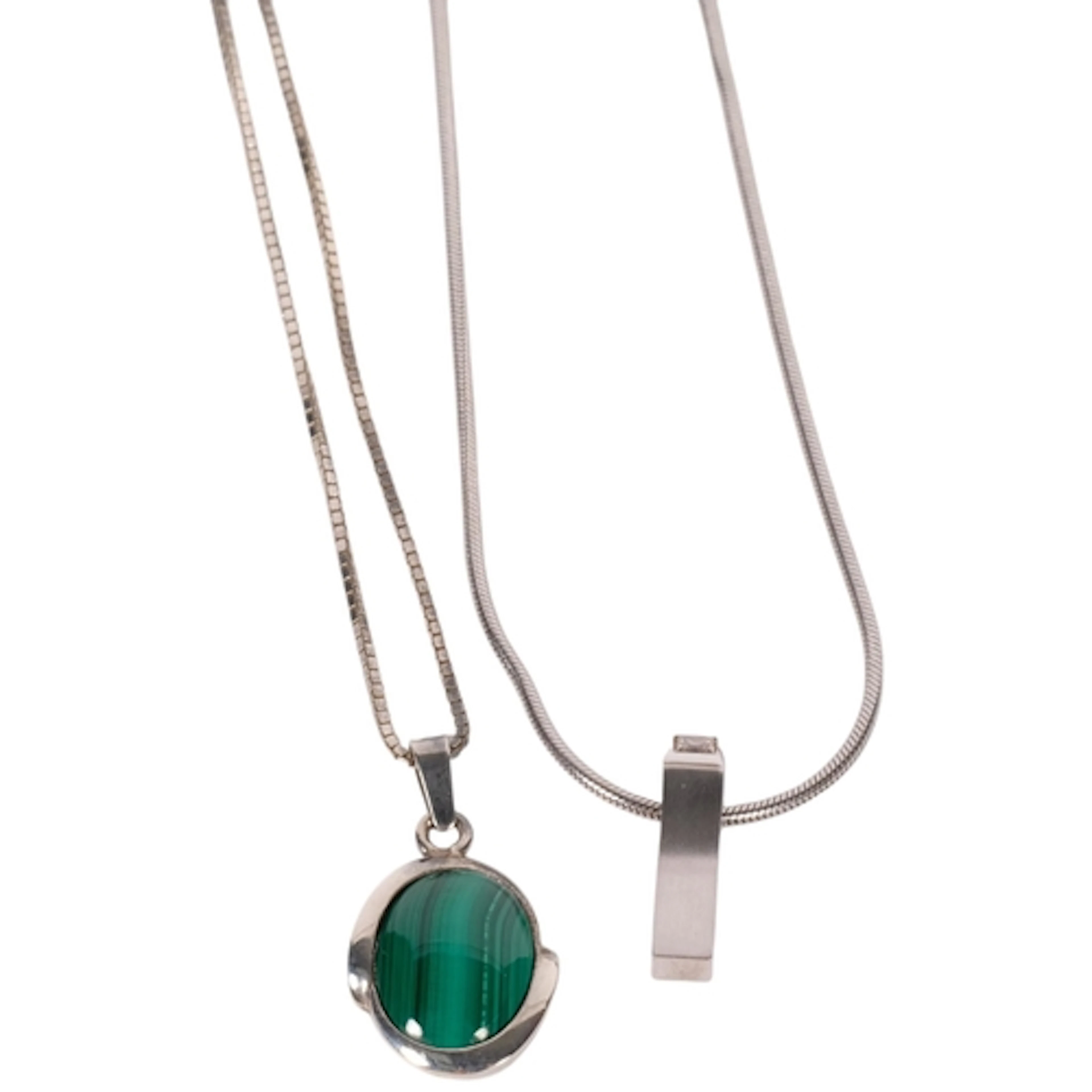 NIELS ERIK FROM - a sterling silver and malachite pendant on...