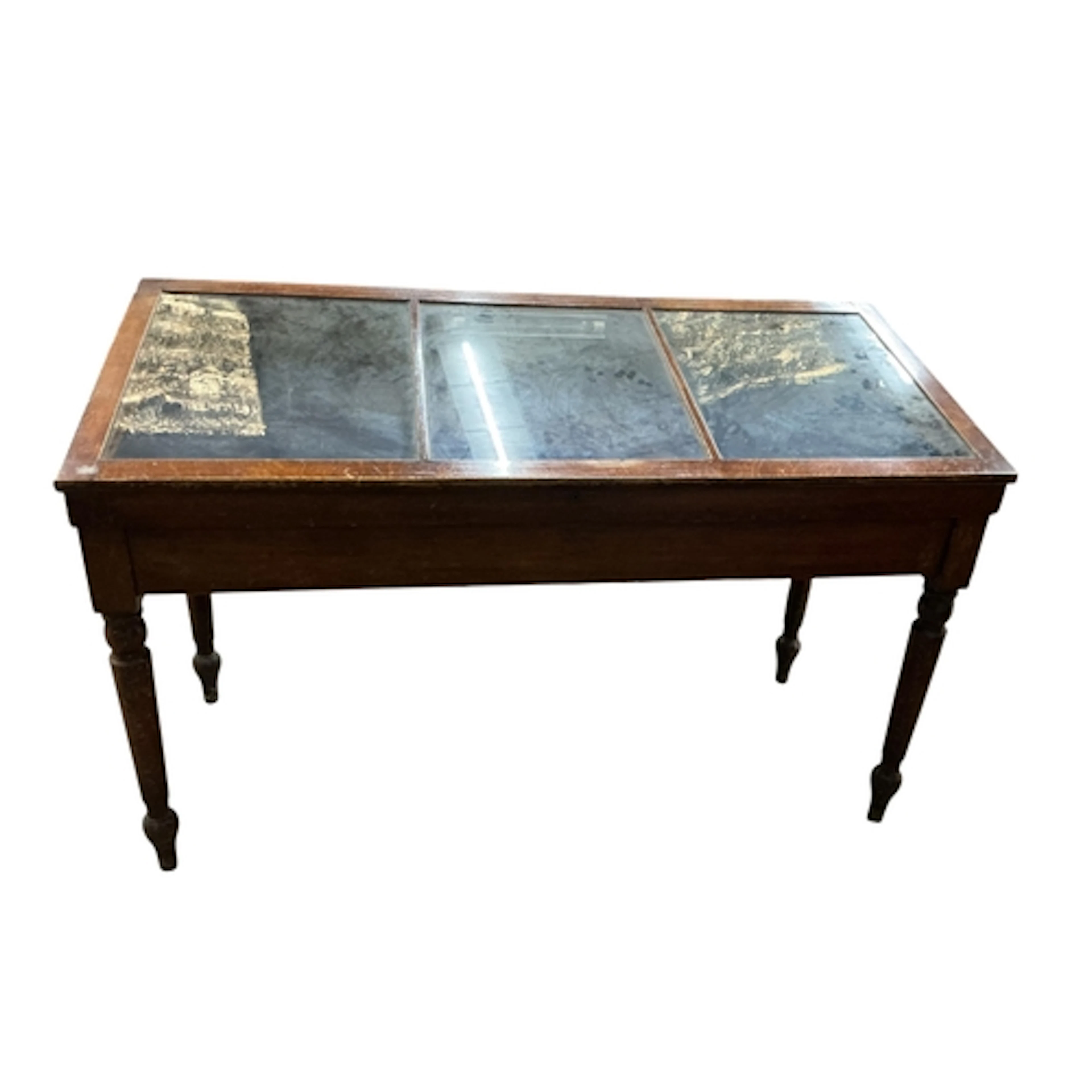 A Victorian oak museum display cabinet, width 155cm, depth 6...