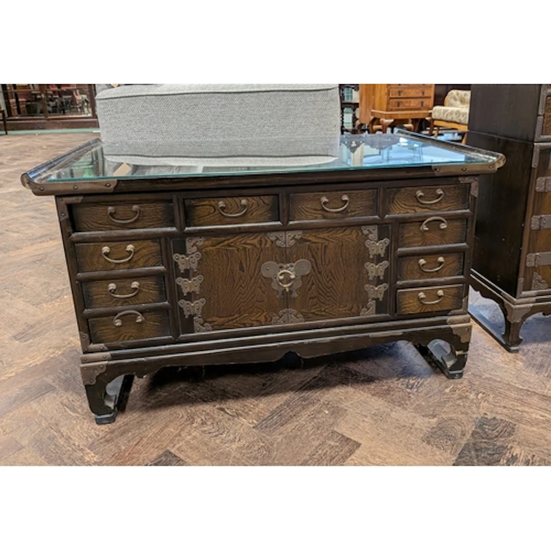 A low Korean coffee table storage cabinet fitted drawers and...