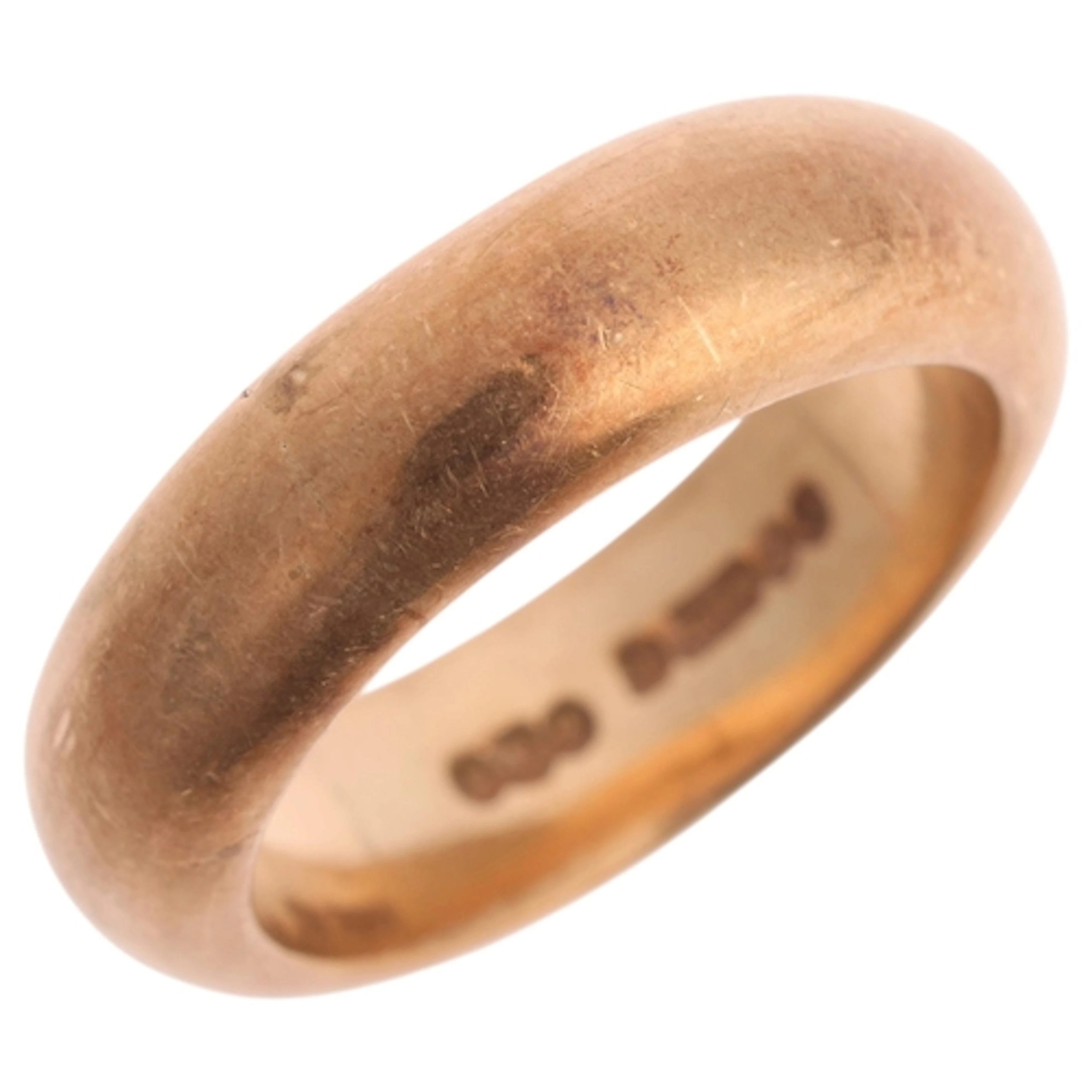 A heavy 9ct gold wedding band ring, maker PLS, London 1969, ...