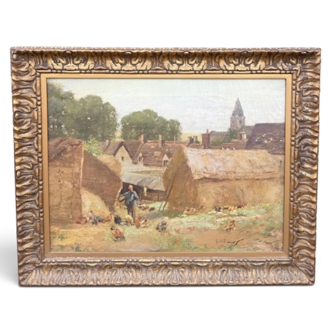 20TH CENTURY CONTINENTAL SCHOOL: VILLAGE LANDSCAPE WITH CHIC...