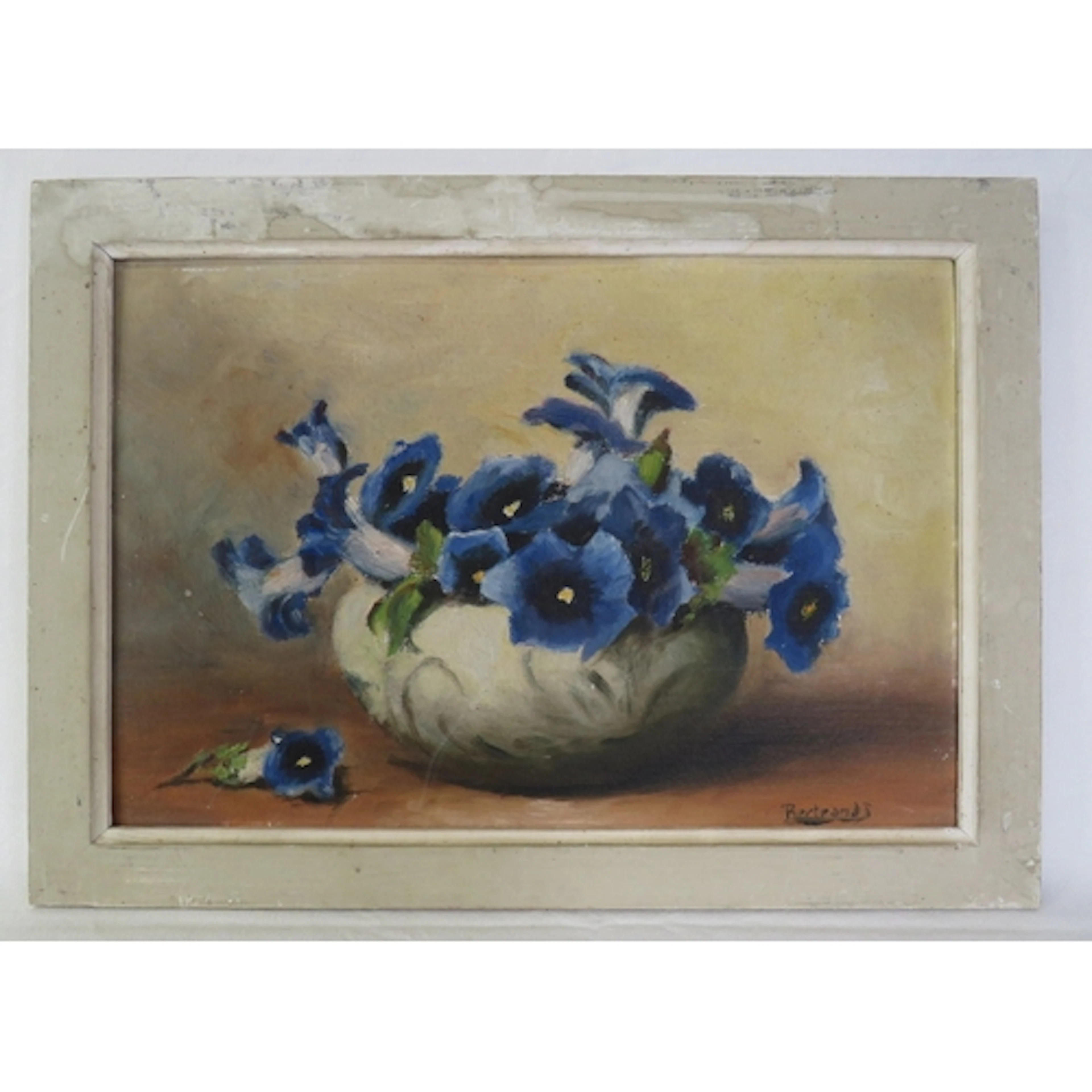 Framed Oil on Board, still life flowers signed Bertrandt app...