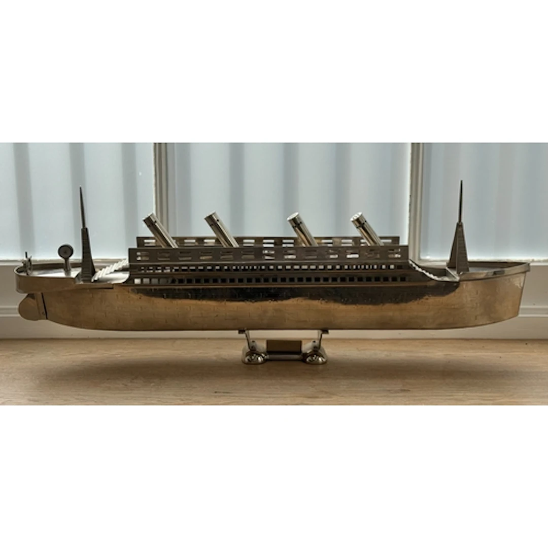 Ocean Liner: Ocean Liner: Post-war large chrome model of a ...