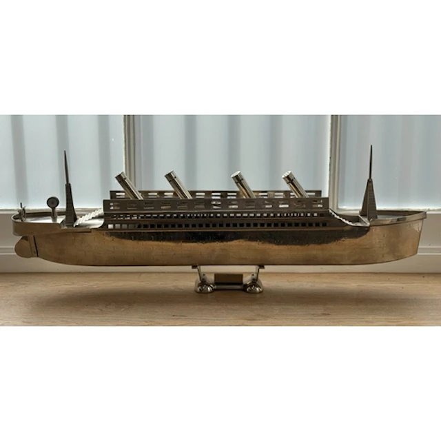 Ocean Liner: Ocean Liner: Post-war large chrome model of a ...